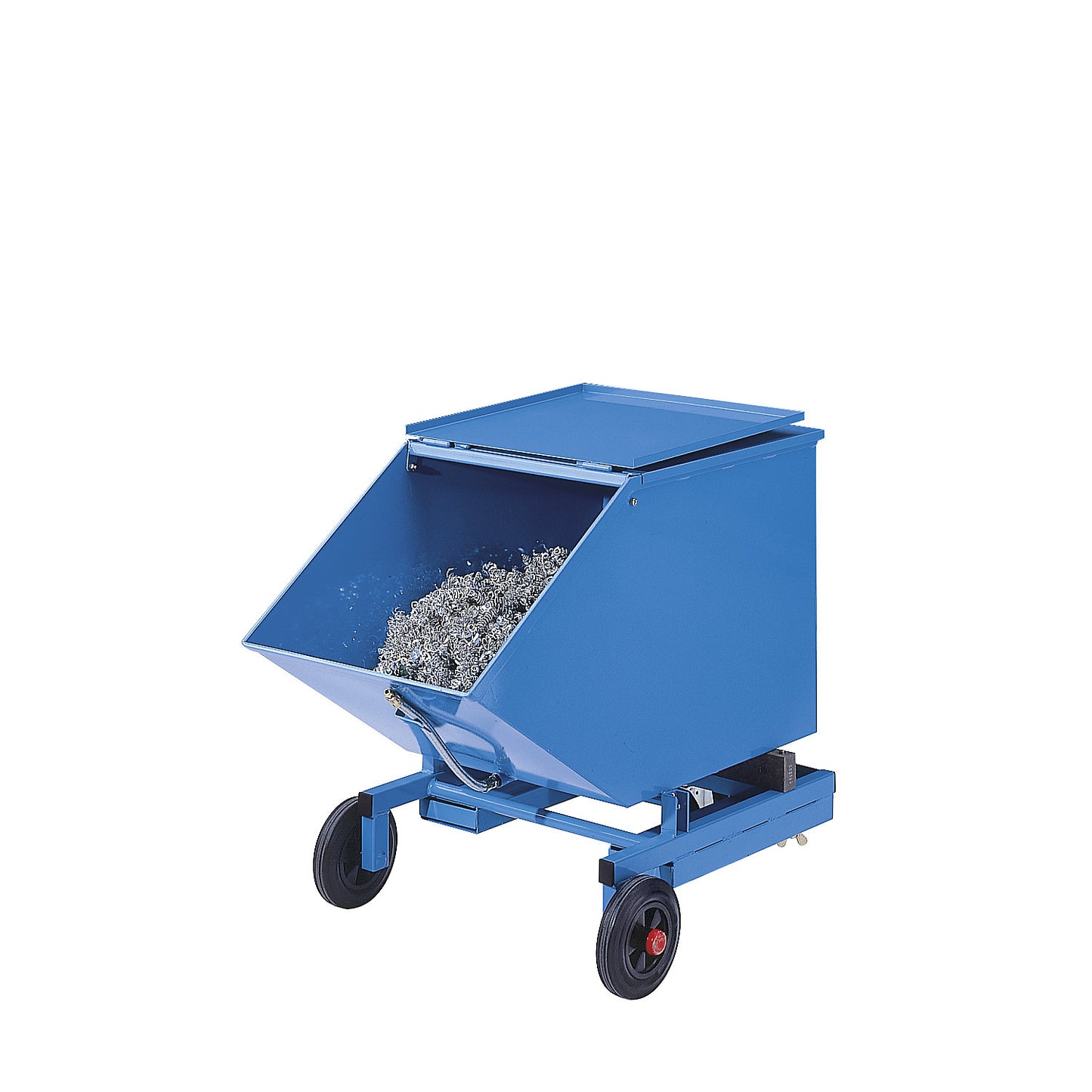Sheet metal container truck, tilting container, capacity 0.4 m³, without lid.