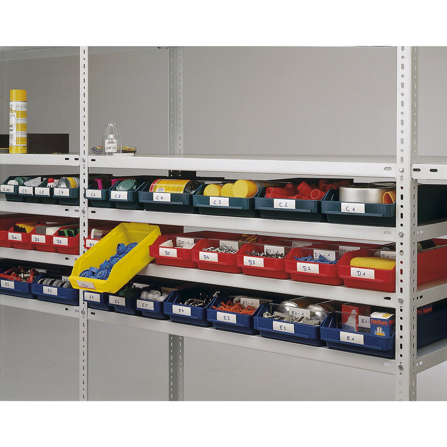 Labels with holder, for shelf bin, height 30 mm, width 75 mm, pack of 100.