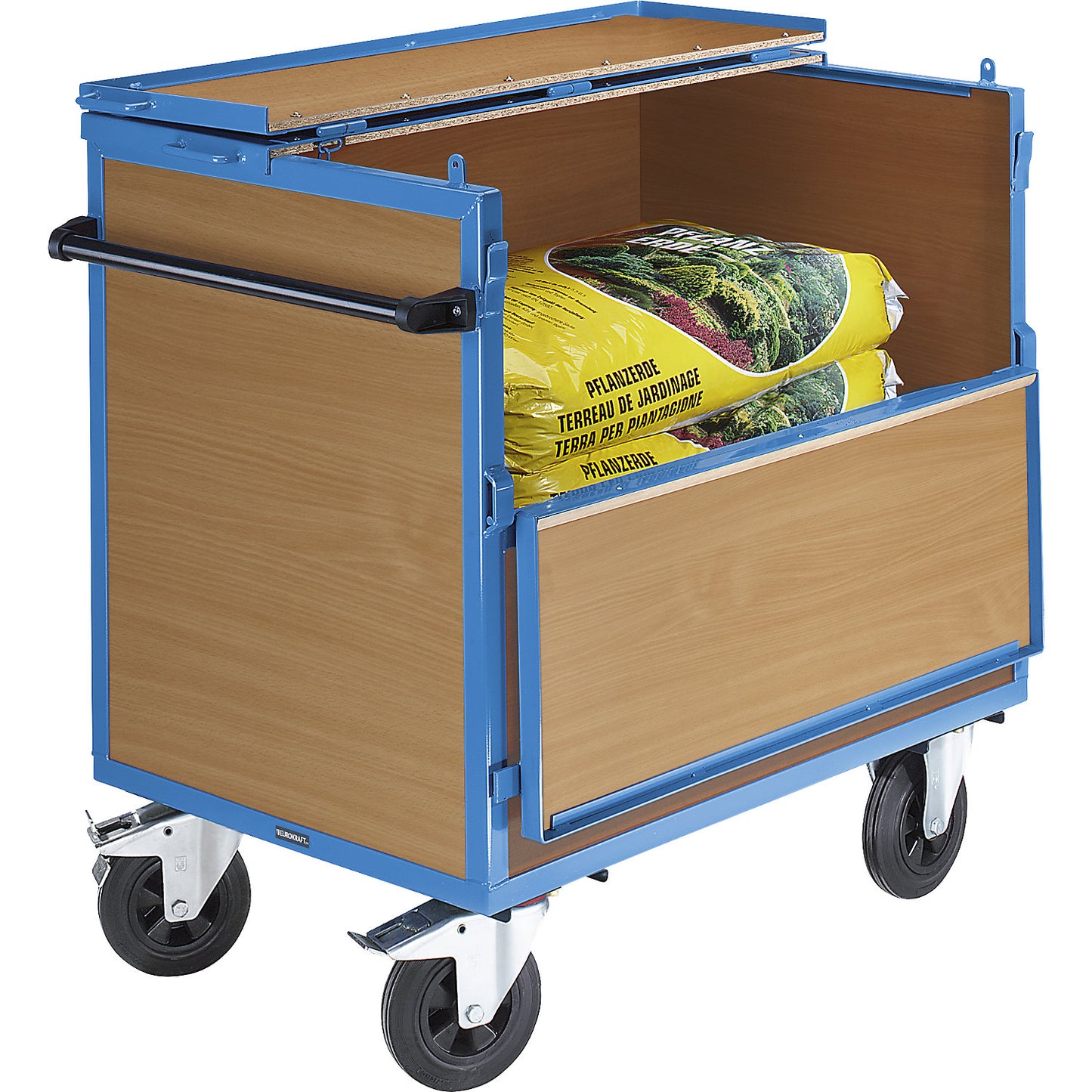 Container truck, walls made of MDF panels, with lid, LxW 1050 x 700 mm.
