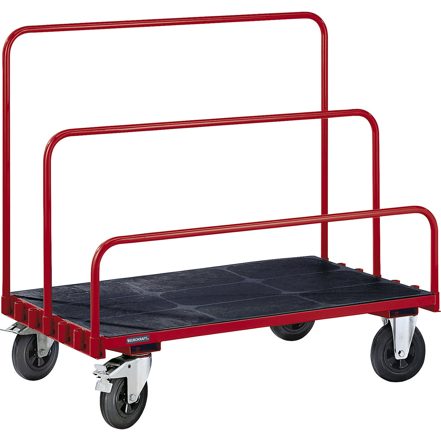 Panel trolley without bars, platform 1250 x 800 mm, max. load 500 kg, plastic platform.