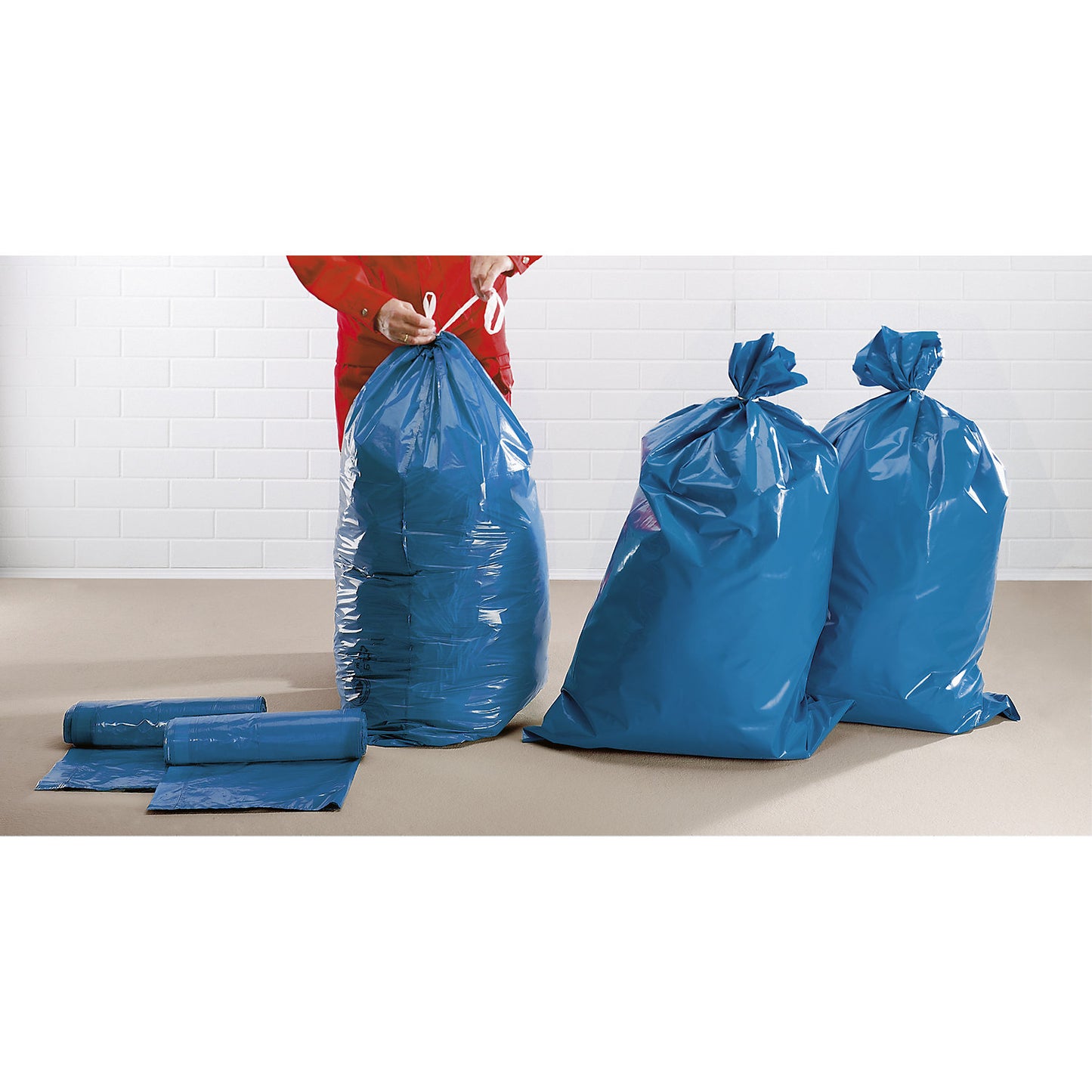 Heavy duty waste sacks LDPE, 120 l, WxH 700 x 1100 mm, material thickness 200 µm, blue, pack of 100.