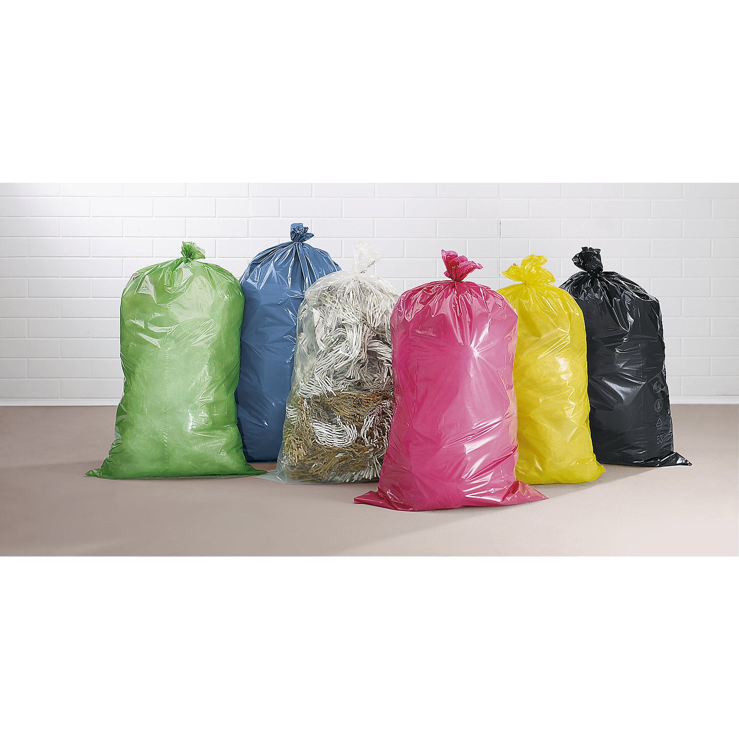Waste sacks, LDPE, 70 l, 40 µm, WxL 575 x 1000 mm, pack of 250, red.