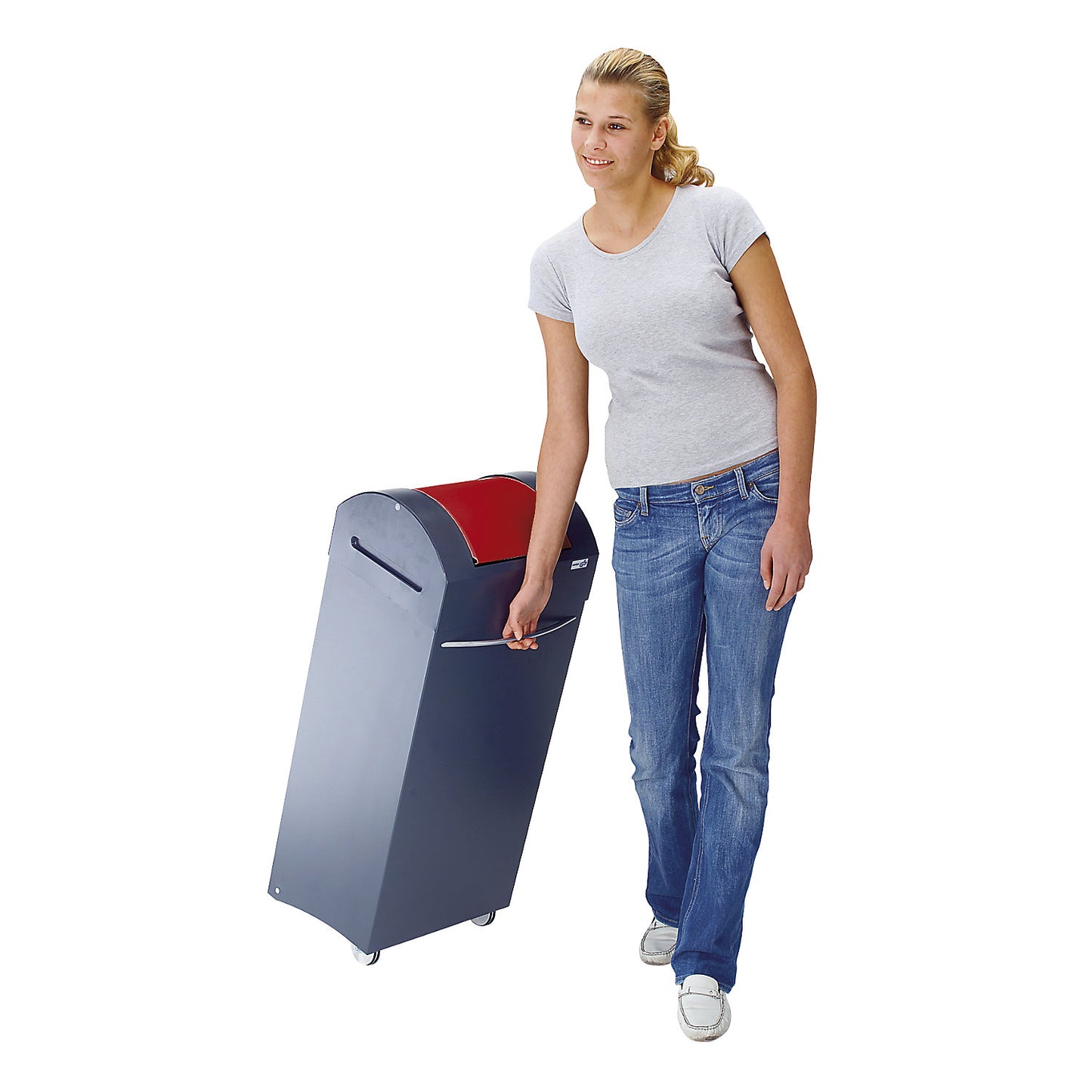 Recyclable waste collector, flame extinguishing, WxD 380 x 320 mm, capacity 45 l, signal yellow flap.