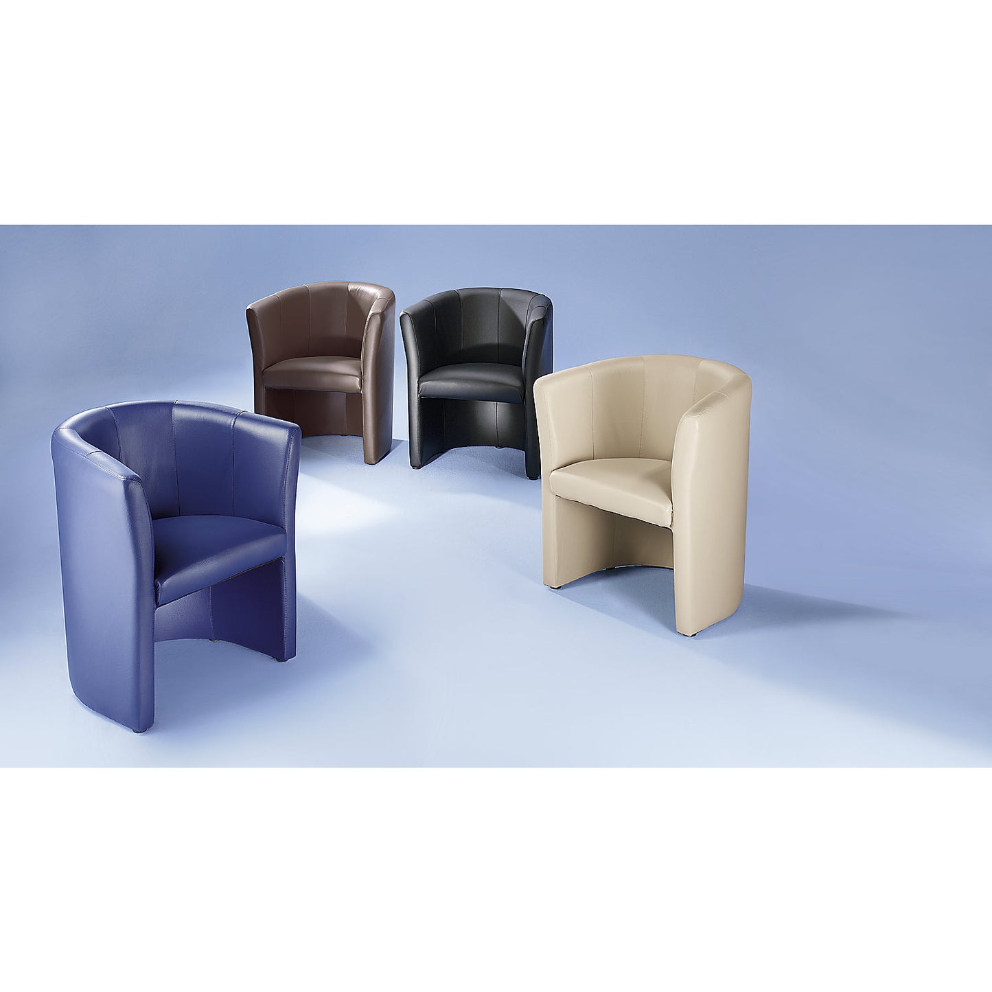 Club armchairs, polyurethane cover, dark blue.