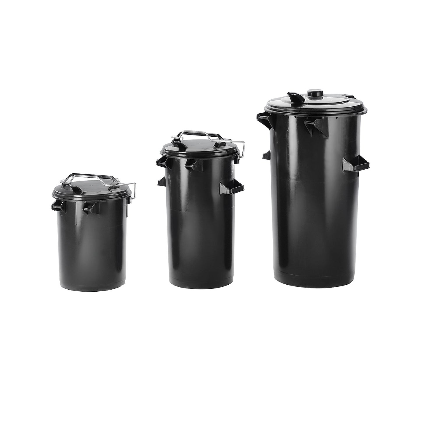 Waste bin system, plastic, with handle and lid, charcoal, capacity 50 l.