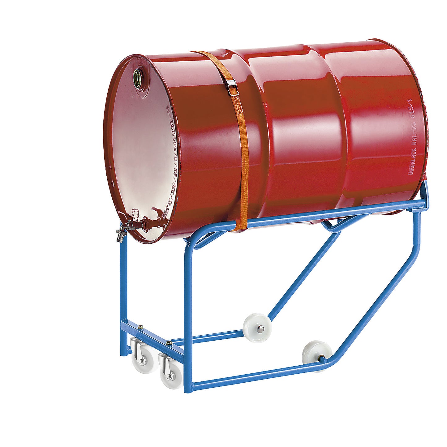 Drum stand for 200 litre drum, 2 swivel castors, 2 fixed castors, HxLxW 600 x 860 x 510 mm.