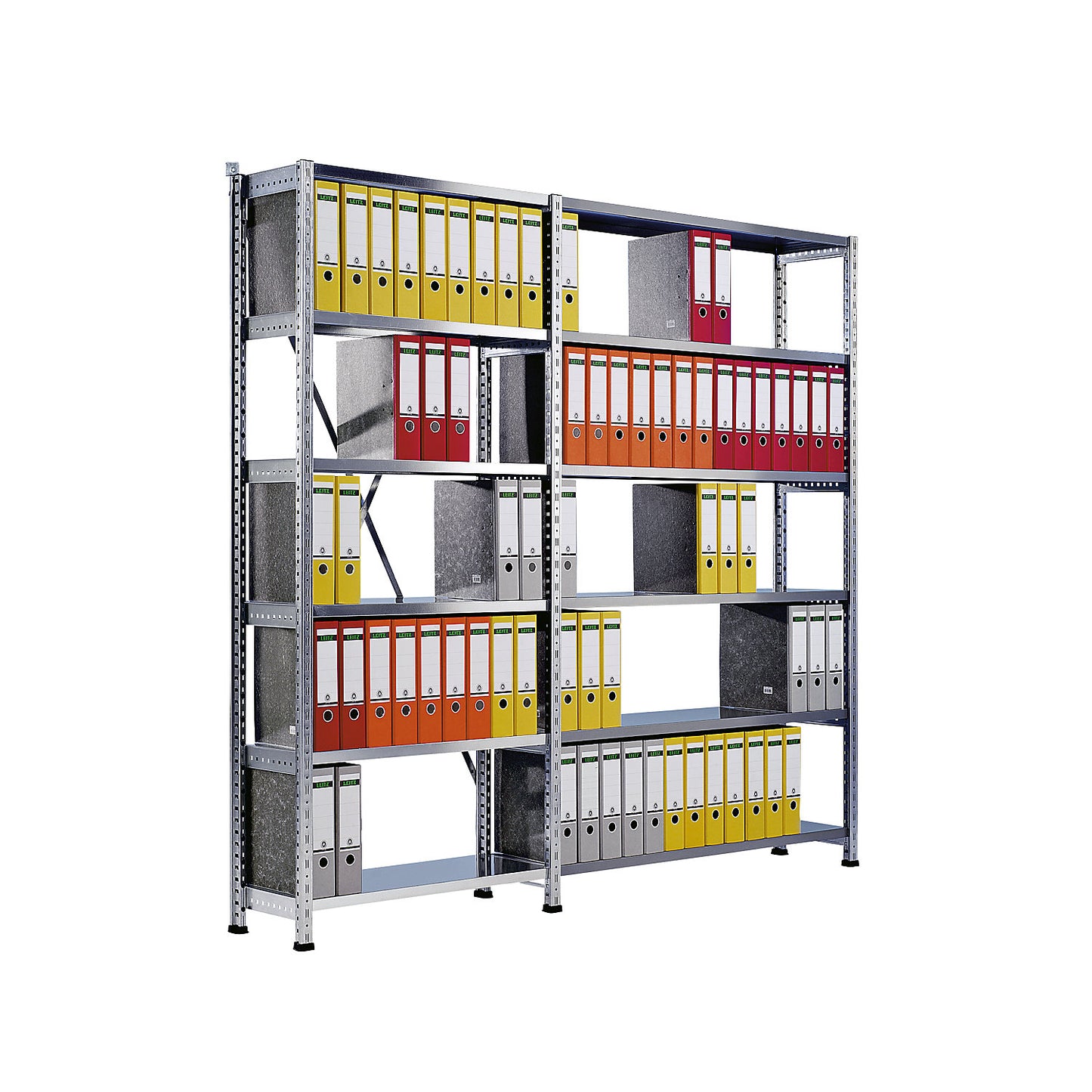 Boltless shelving units for files and archives, zinc plated, height 1920 mm, single sided, shelf WxD 1200 x 300 mm, extension shelf unit.