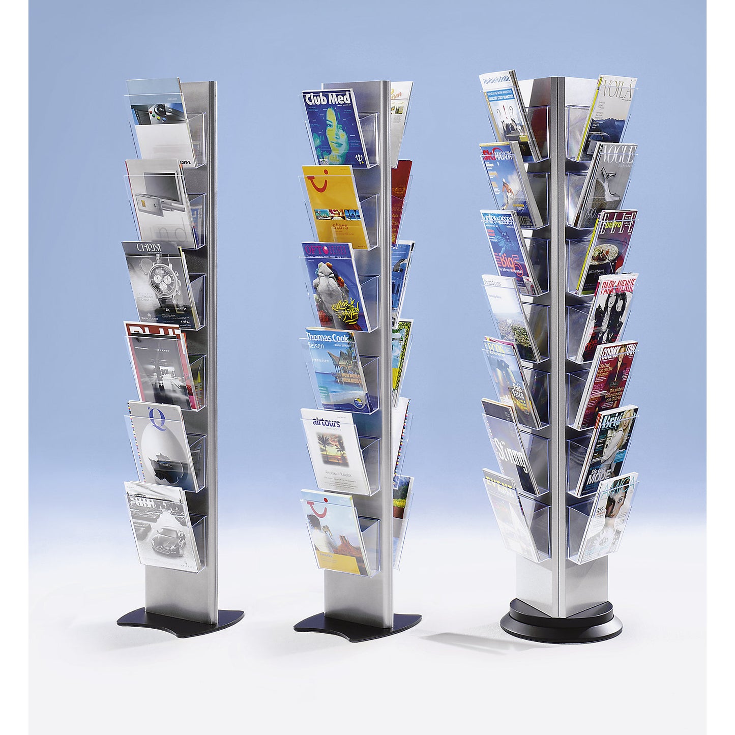Brochure display stand for A4, detachable brochure holder, 2-sided, 12 brochure compartments.