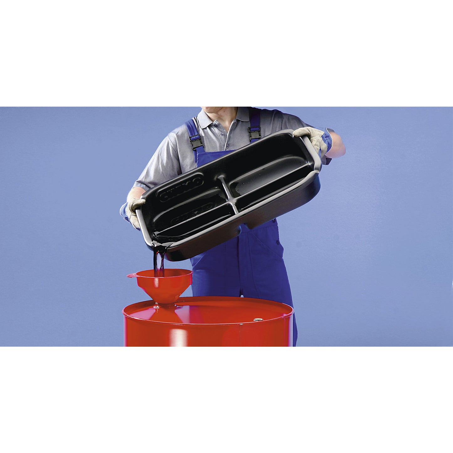 PE collection tray, acid-proof, collection capacity 20 l.