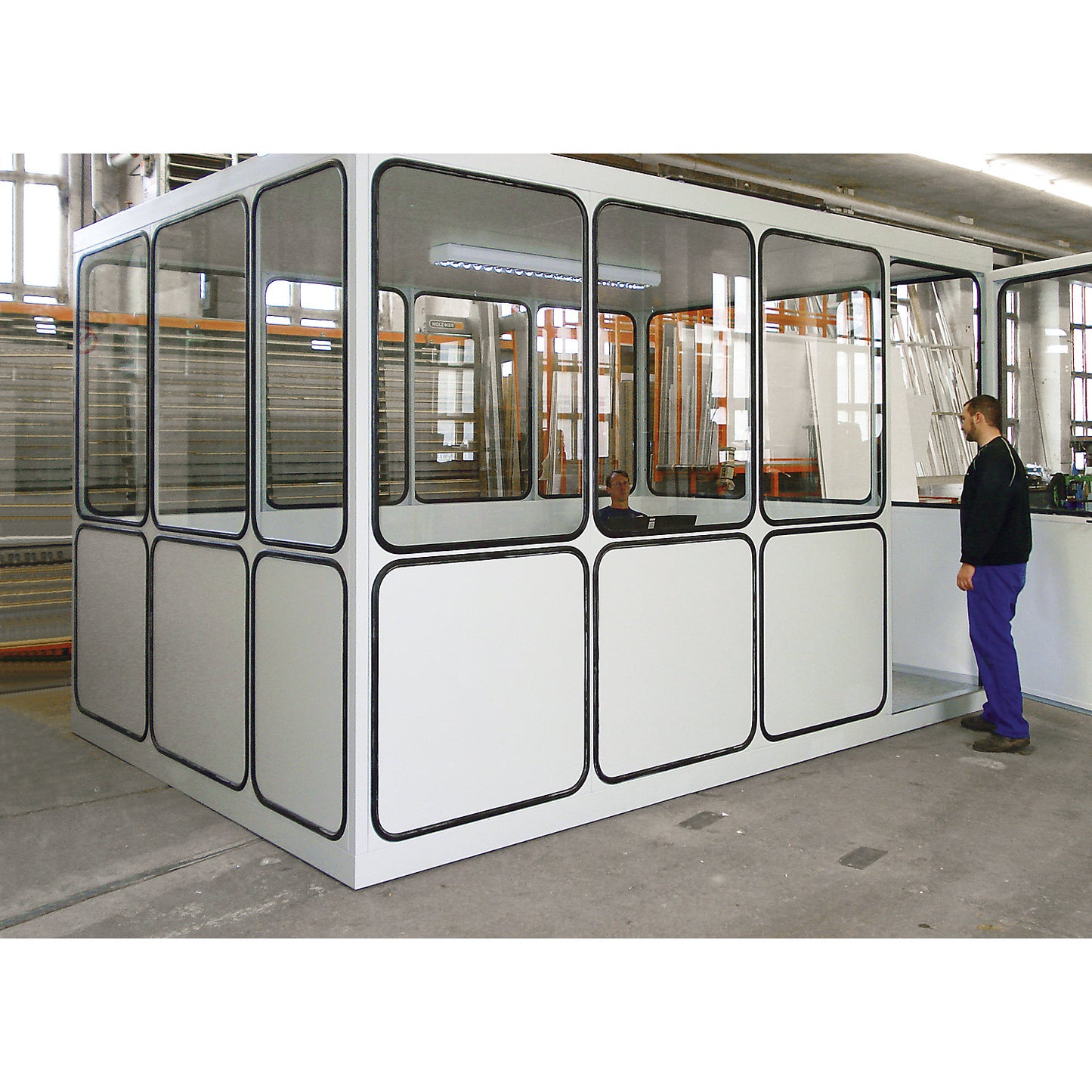 Multi-purpose building, panelling with rounded square pattern, for indoor areas, LxW 4340 x 2220 mm.
