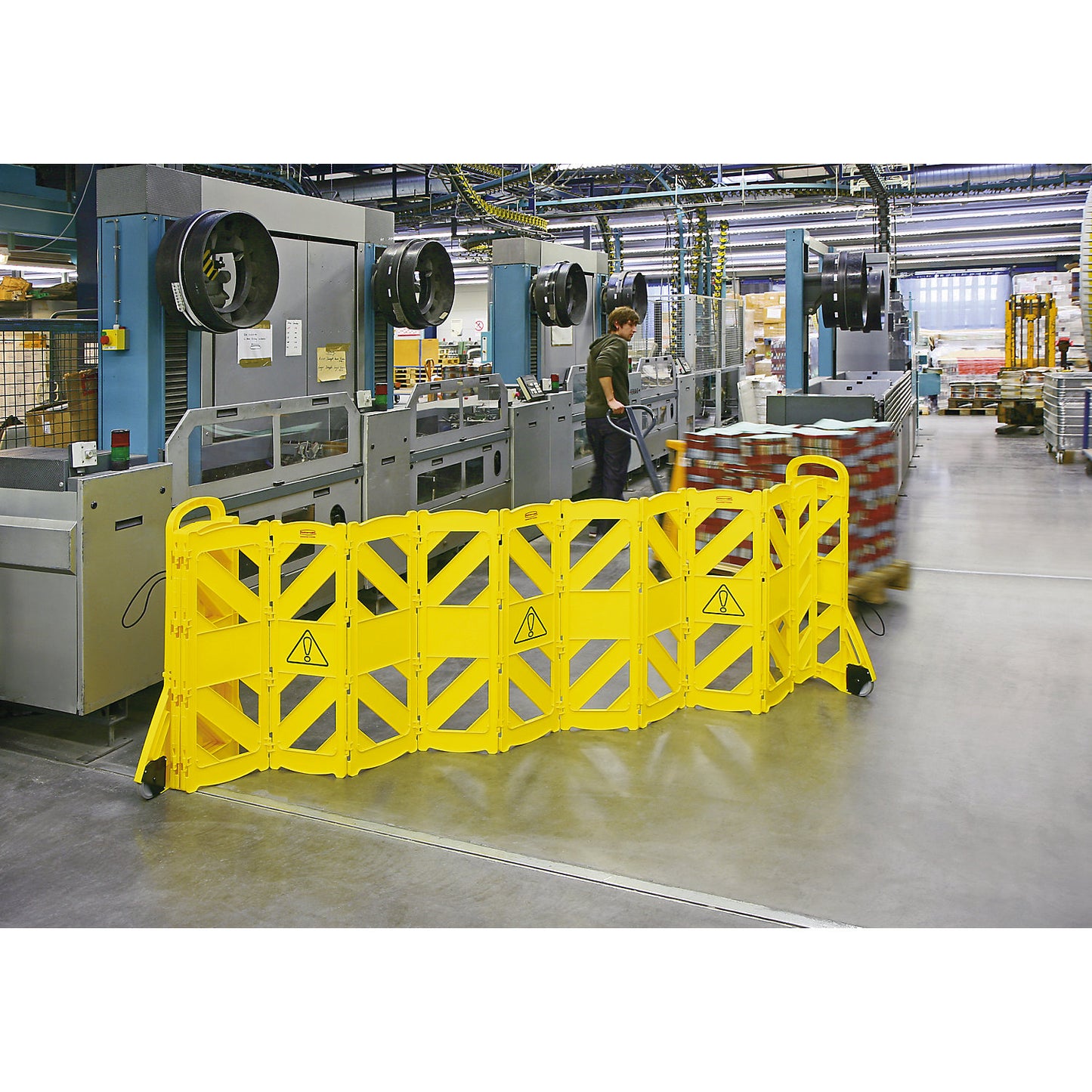 Barrier fence made of polyethylene, mobile, with 16 movable elements, collapsible.