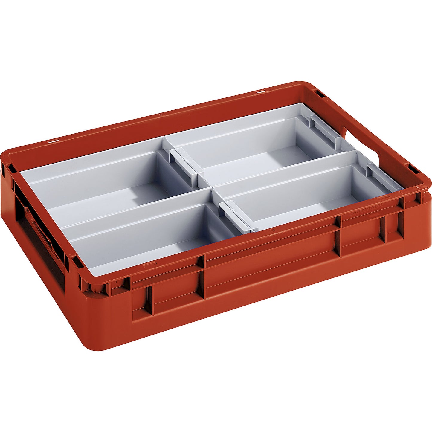 Insert box, for industrial container, for 1/4 division, pack of 2 x 4 containers.