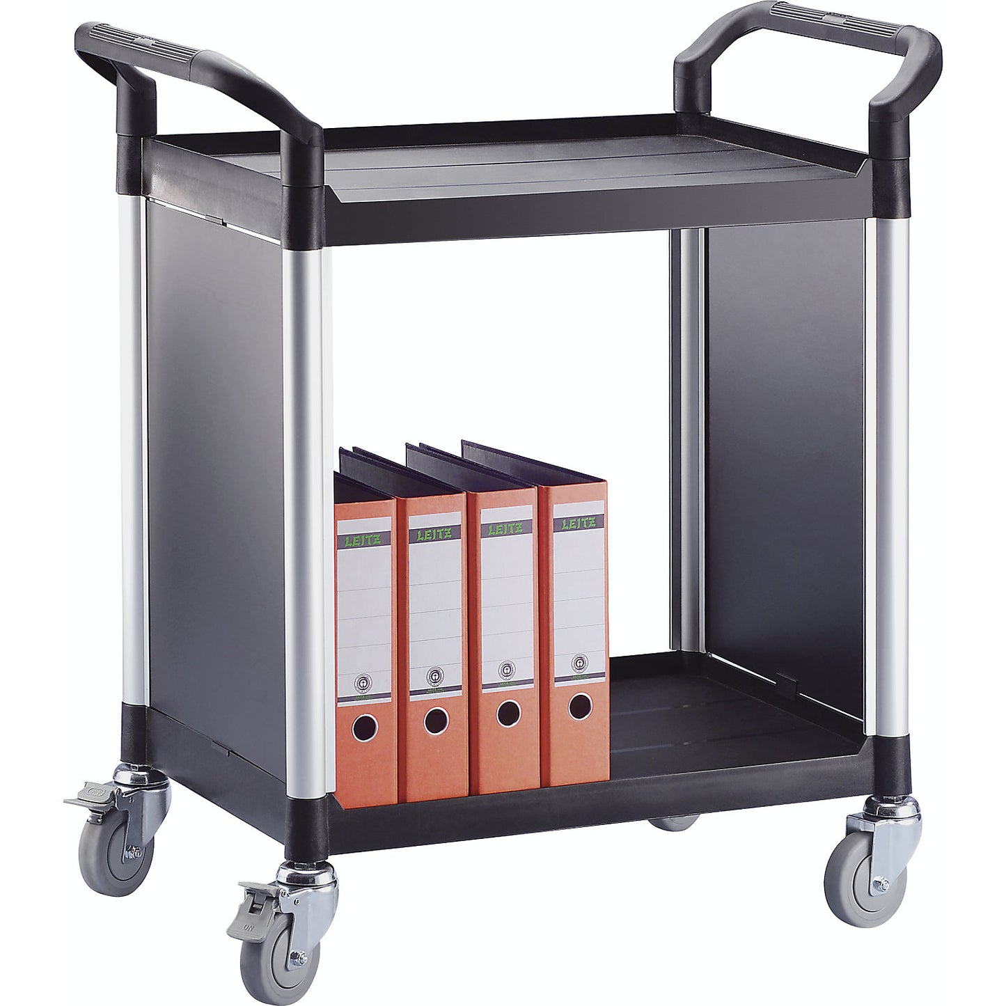 General purpose truck, with metal side panels, with 2 side panels, 2 shelves, LxWxH 850 x 480 x 950 mm.
