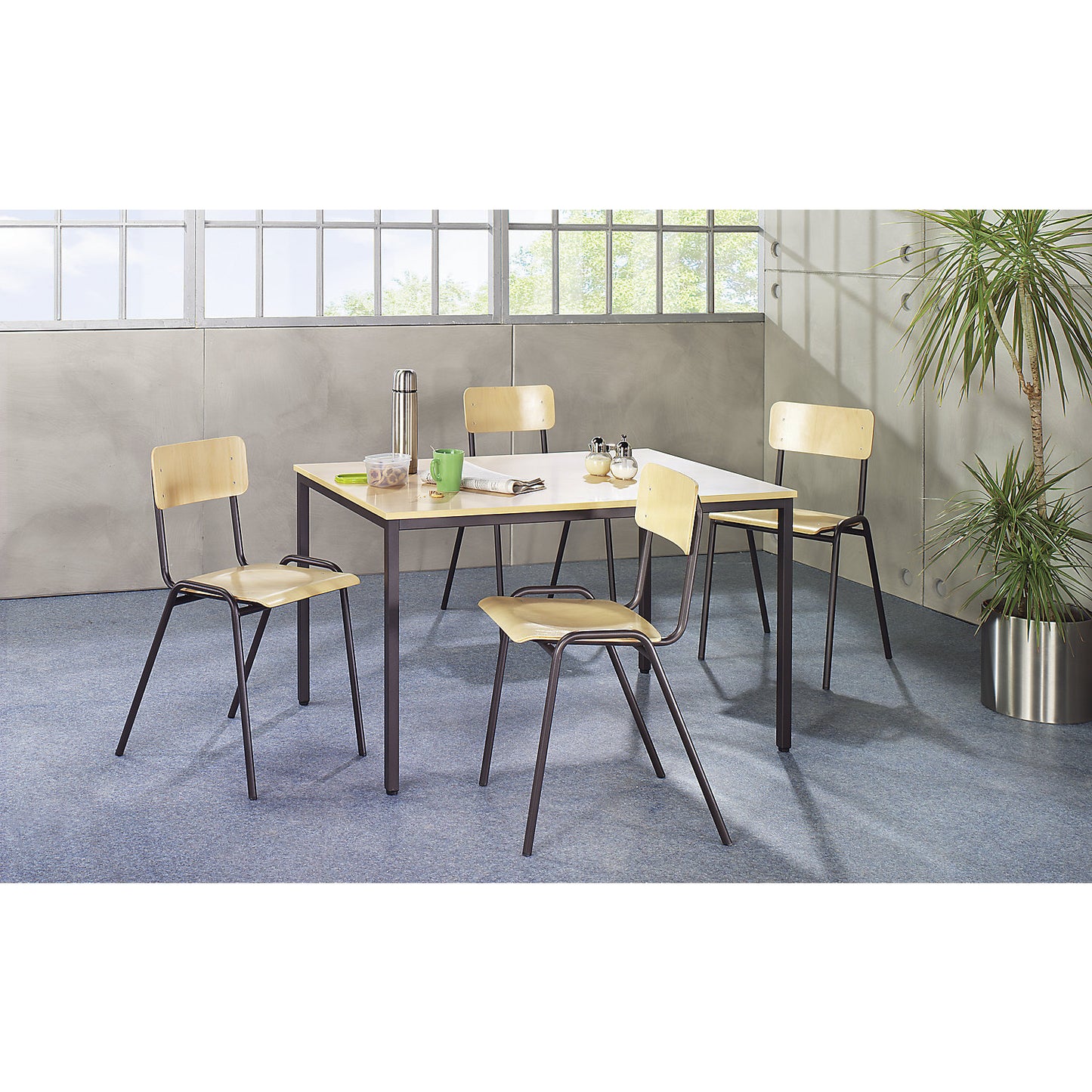 Multi-purpose table, HxWxD 720 x 1200 x 800 mm, top in beech finish, grey brown frame.