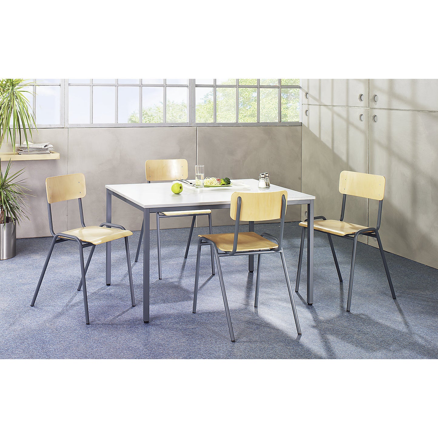 Multi-purpose table, HxWxD 720 x 1600 x 800 mm, top in beech finish, basalt grey frame.