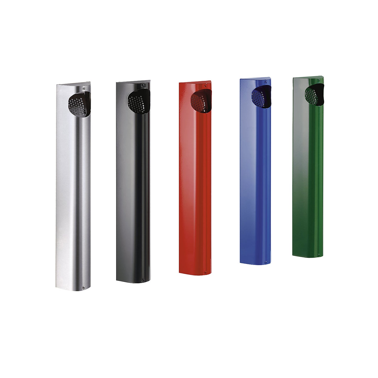 Wall ashtray, steel, 3.5 l, HxWxD 550 x 110 x 74 mm, gentian blue.