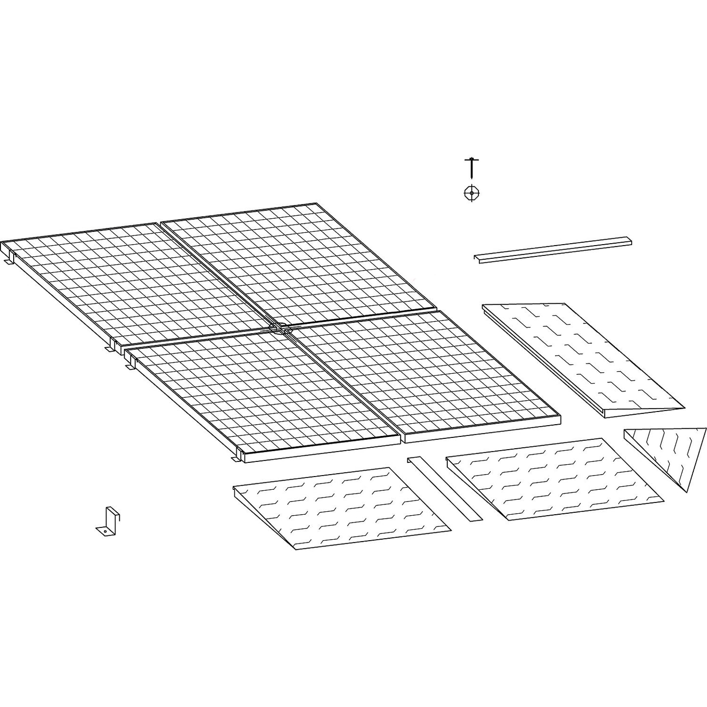 Zinc plated low profile steel sump trays, width 1000 mm, length 1000 mm, capacity 80 l.