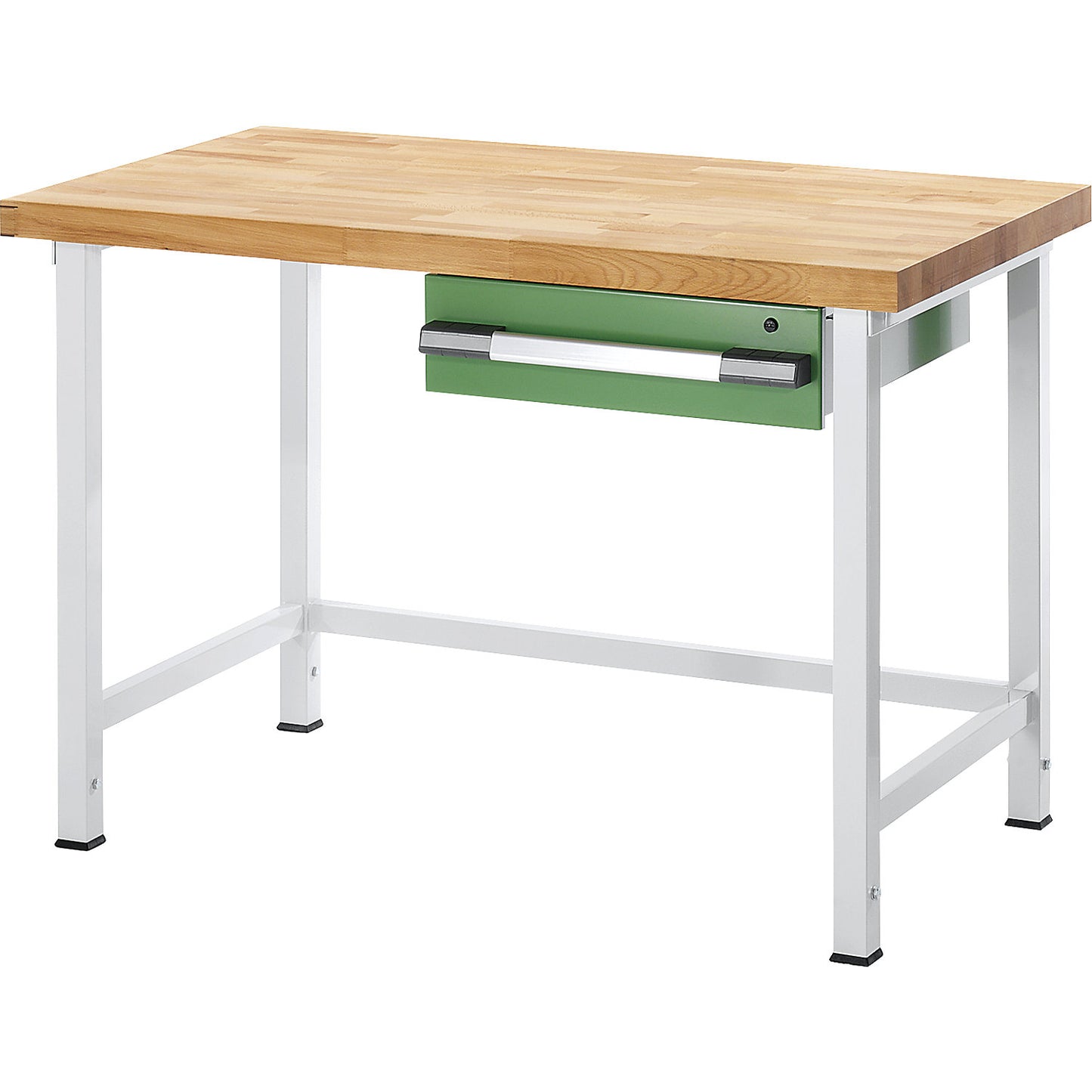 Height-adjustable workbench, frame construction, 1 drawer, width 750 mm, charcoal / blue.