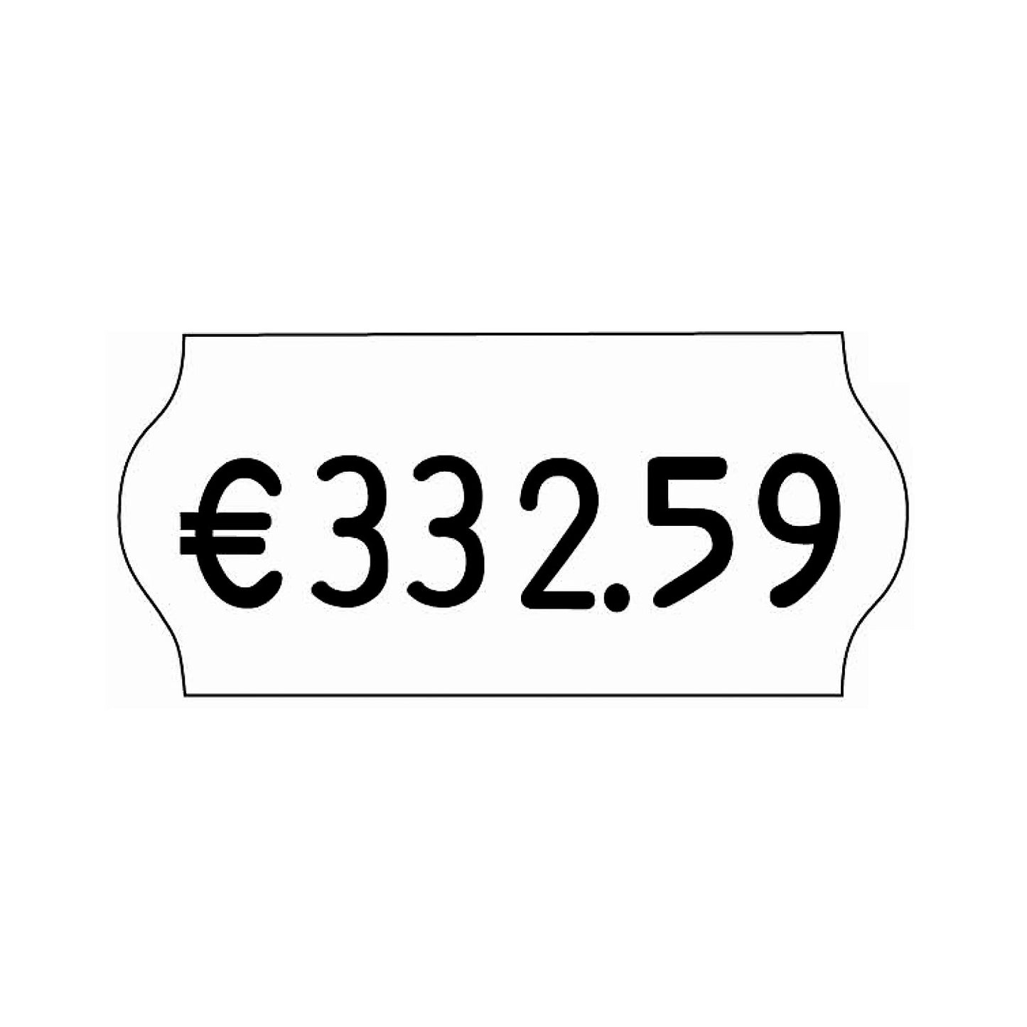 Price labeller, label size WxH 26 x 12 mm, for single line printing.