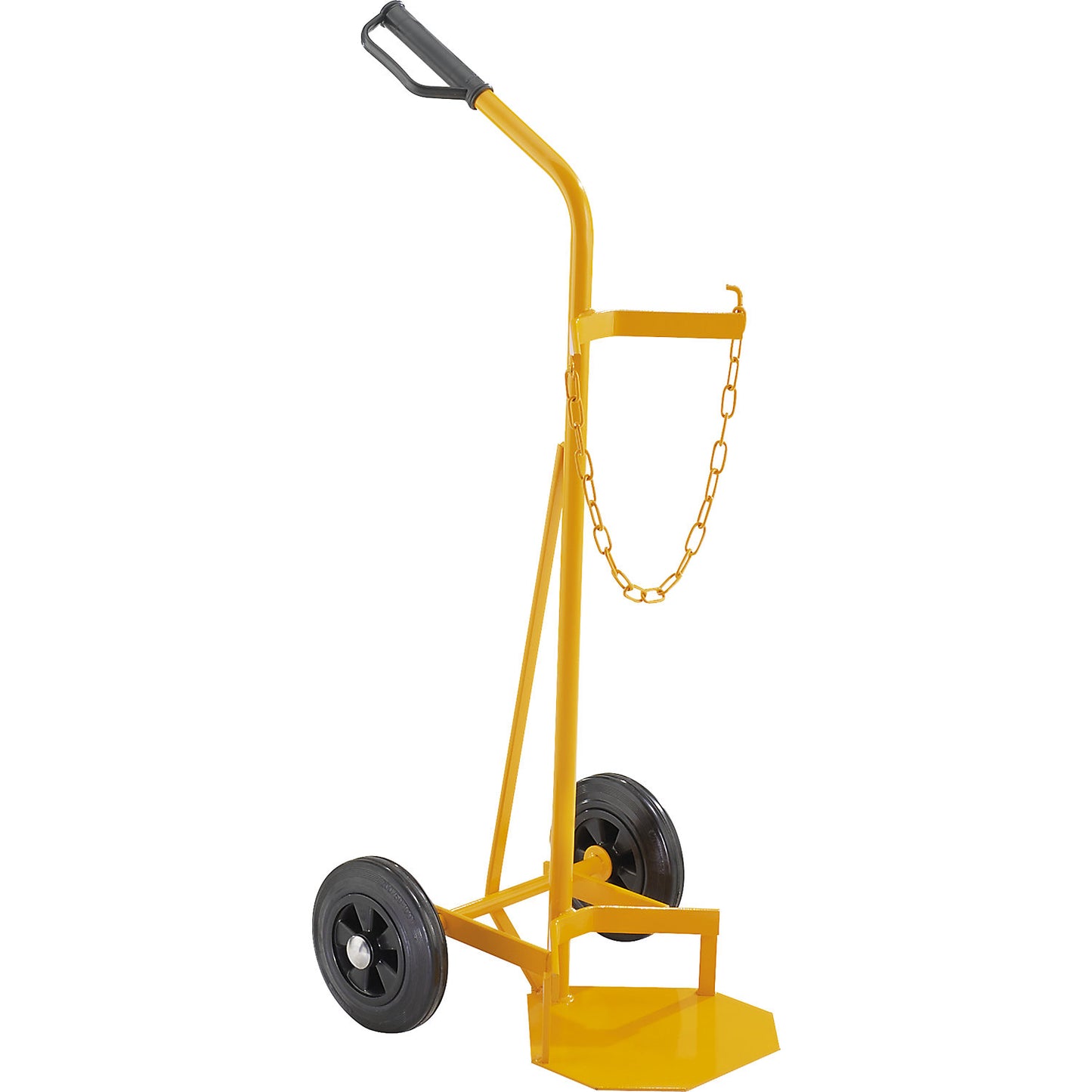 Gas cylinder trolley, for 1 steel cylinder with Ø 140 - 250 mm, solid rubber tyres.