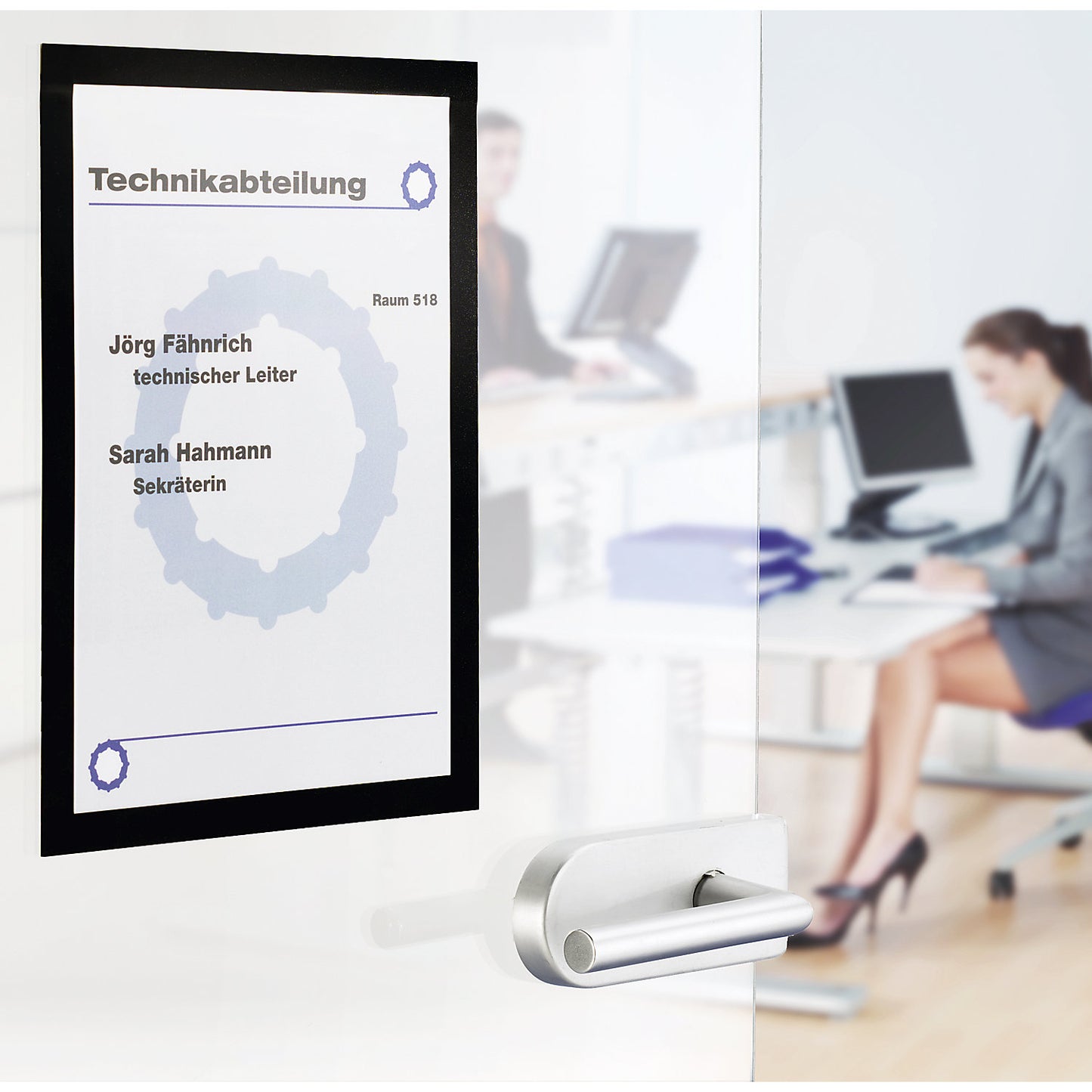 DURAFRAME® display frame, self adhesive, magnetic, for A3, blue frame, pack of 6.