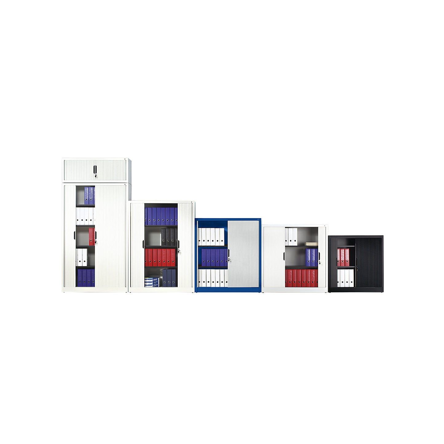 Roller shutter cupboard with horizontal shutter, HxWxD 720 x 800 x 420 mm, 1 shelf, 1.5 file heights, light grey.