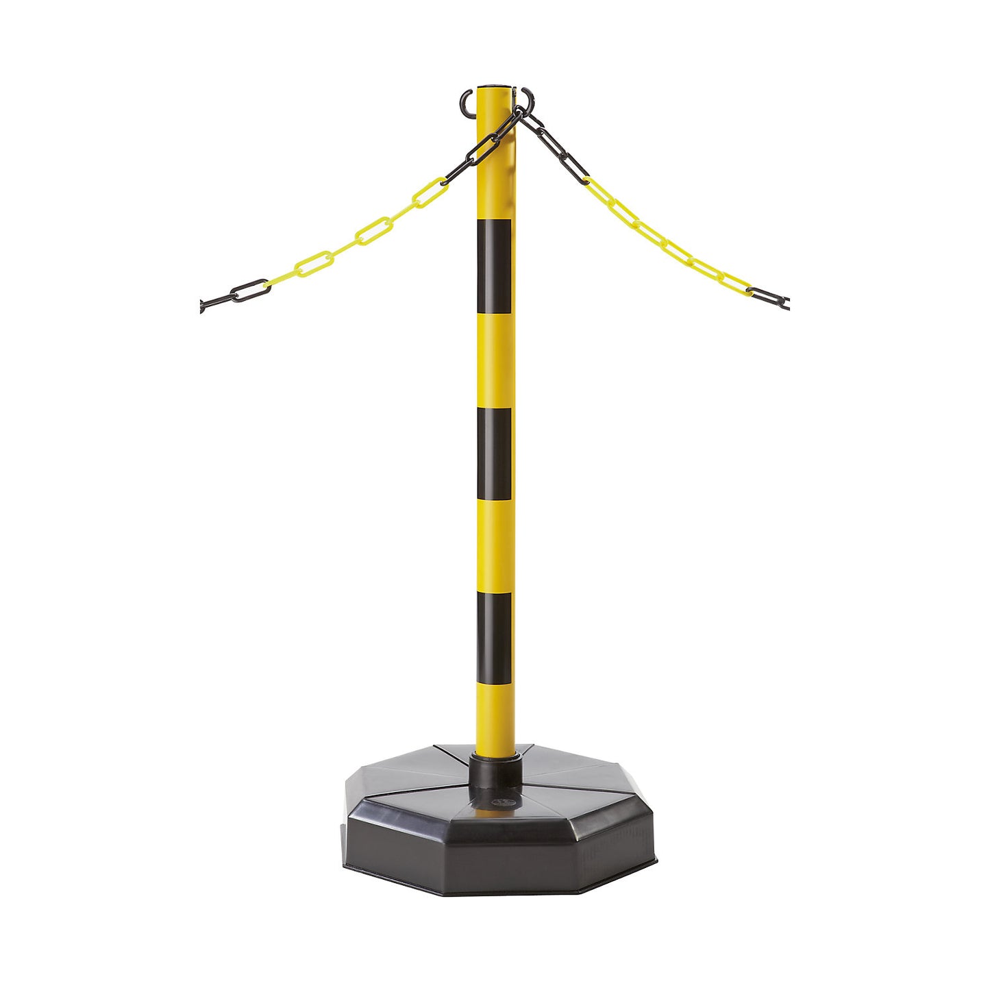 Chain stand, post made of tubular plastic, with concrete filling (9 kg), red / white.