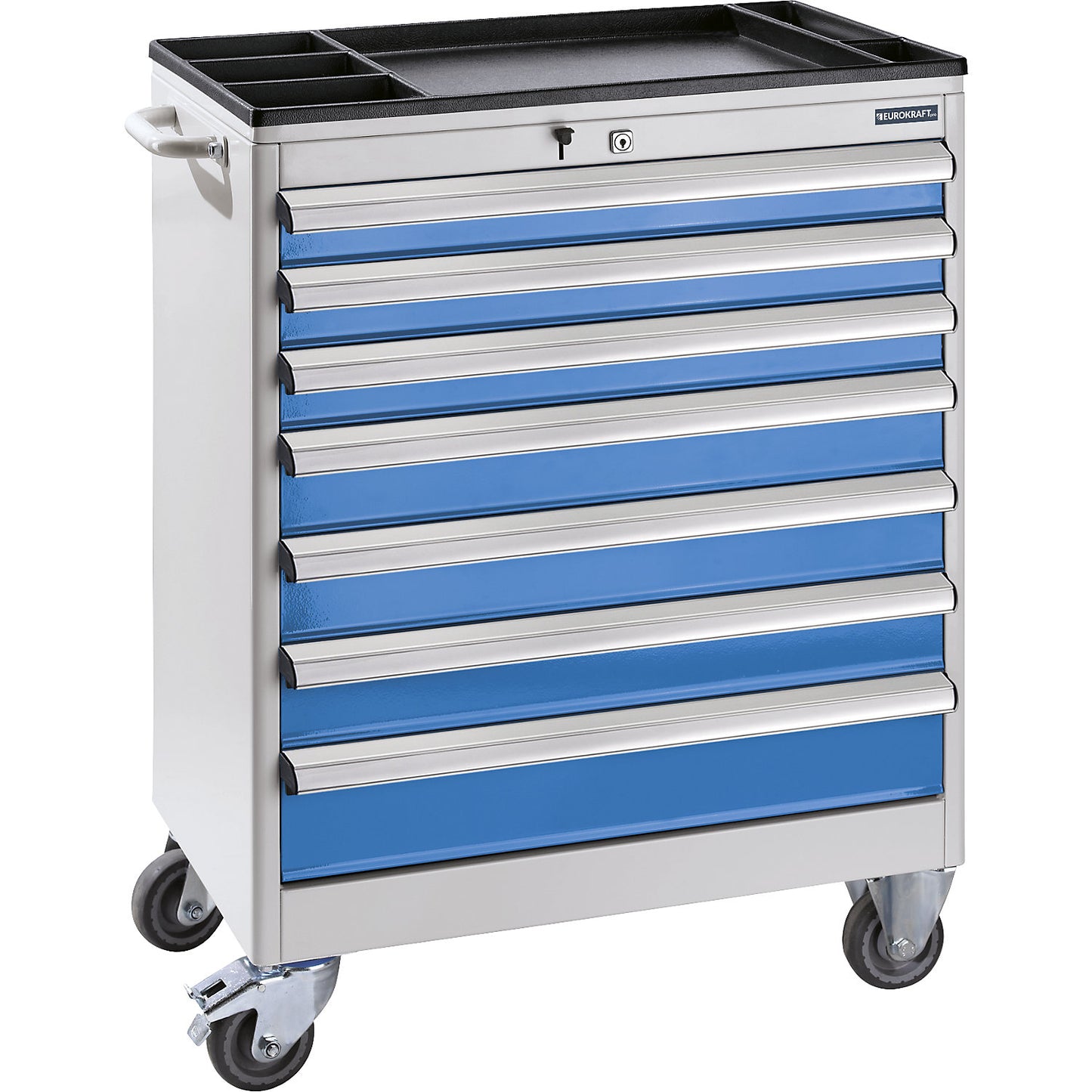 Drawer cupboard, mobile, HxWxD 930 x 700 x 450 mm, drawers 3 x 75, 3 x 100, 1 x 125 mm.