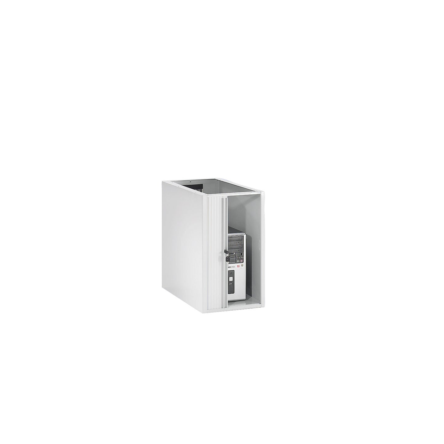 PC roller shutter cupboard, HxWxD 620 x 360 x 650 mm, light grey.