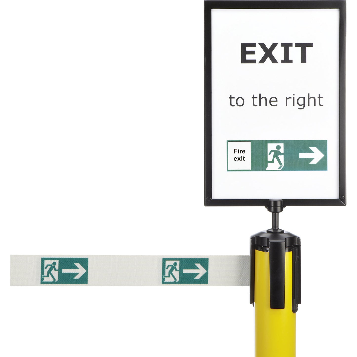Sign holder for belt post, in size A4, made of Plexiglas.