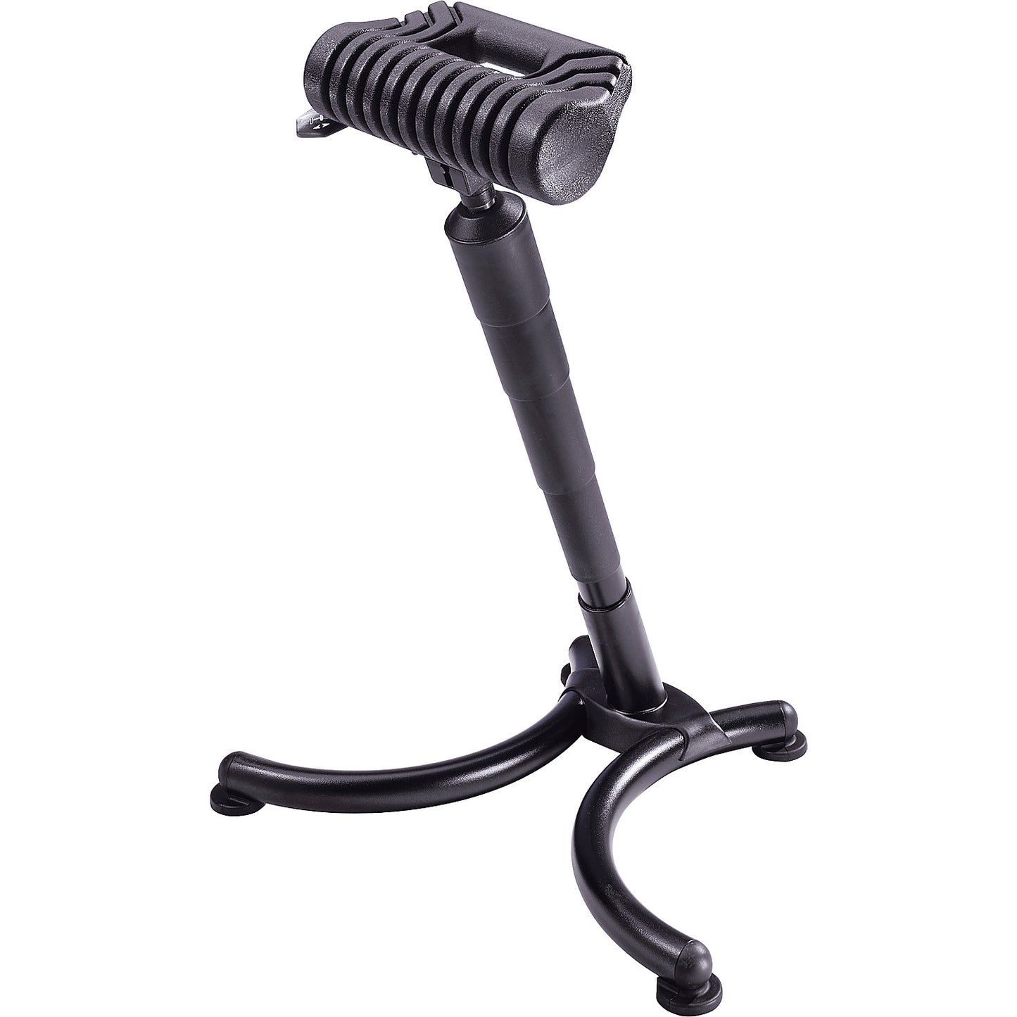 Anti-fatigue stool, round seat with handle and seat suspension, gas lift height adjustment.