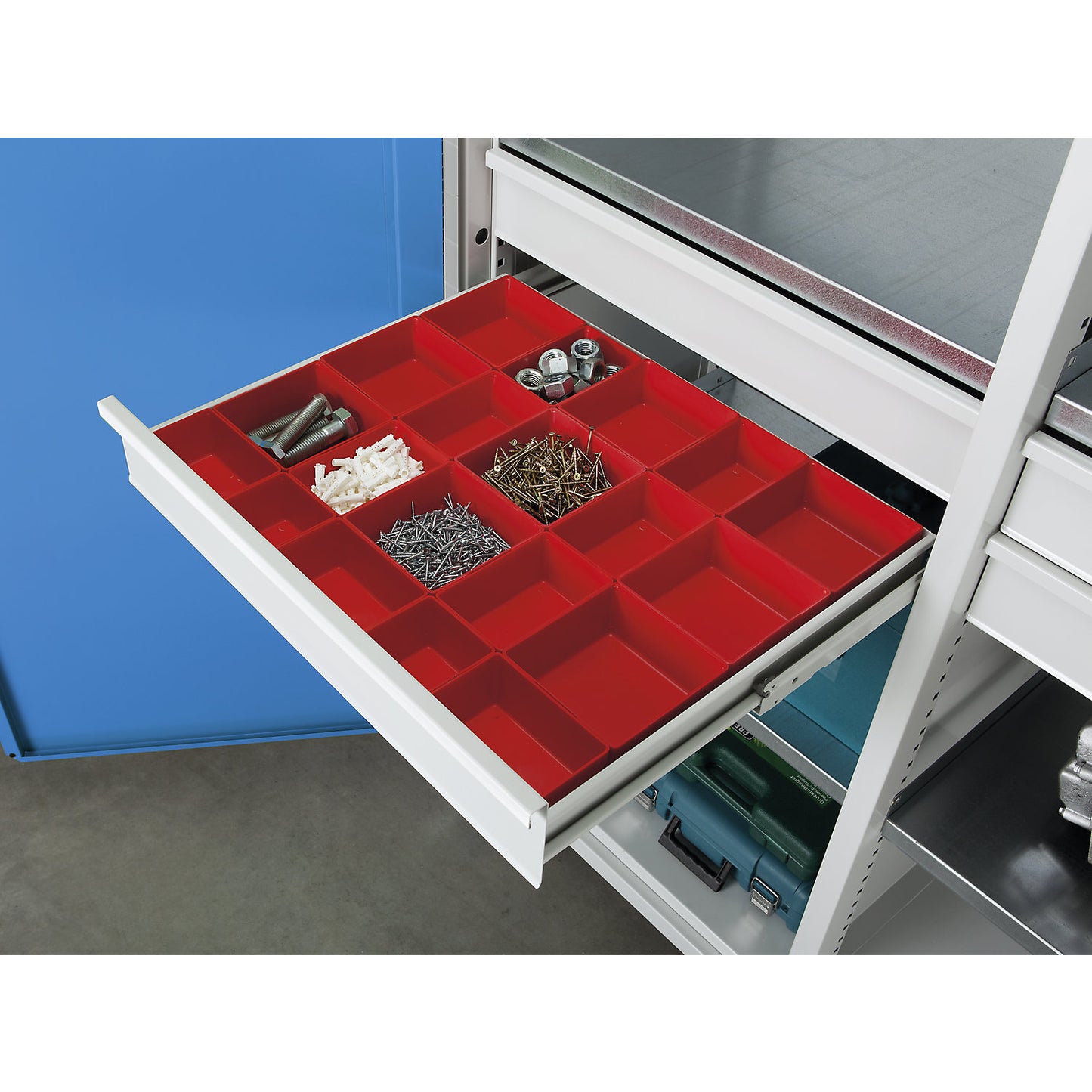 Small parts tray, for drawer WxD 980 x 540 mm, drawer height 90 / 120 mm.
