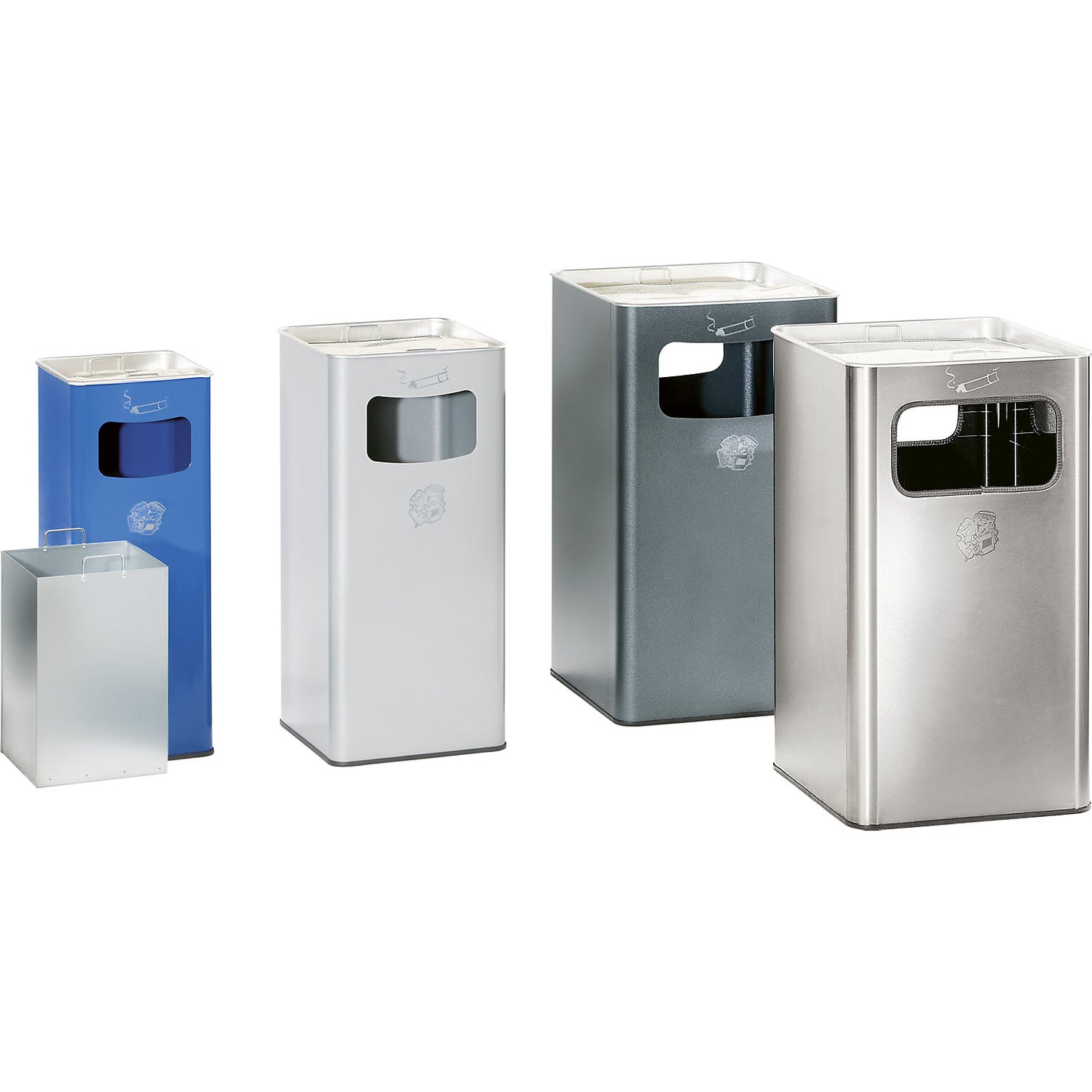 Combination ashtray, capacity 32 l, WxHxD 260 x 665 x 260 mm, steel, charcoal.