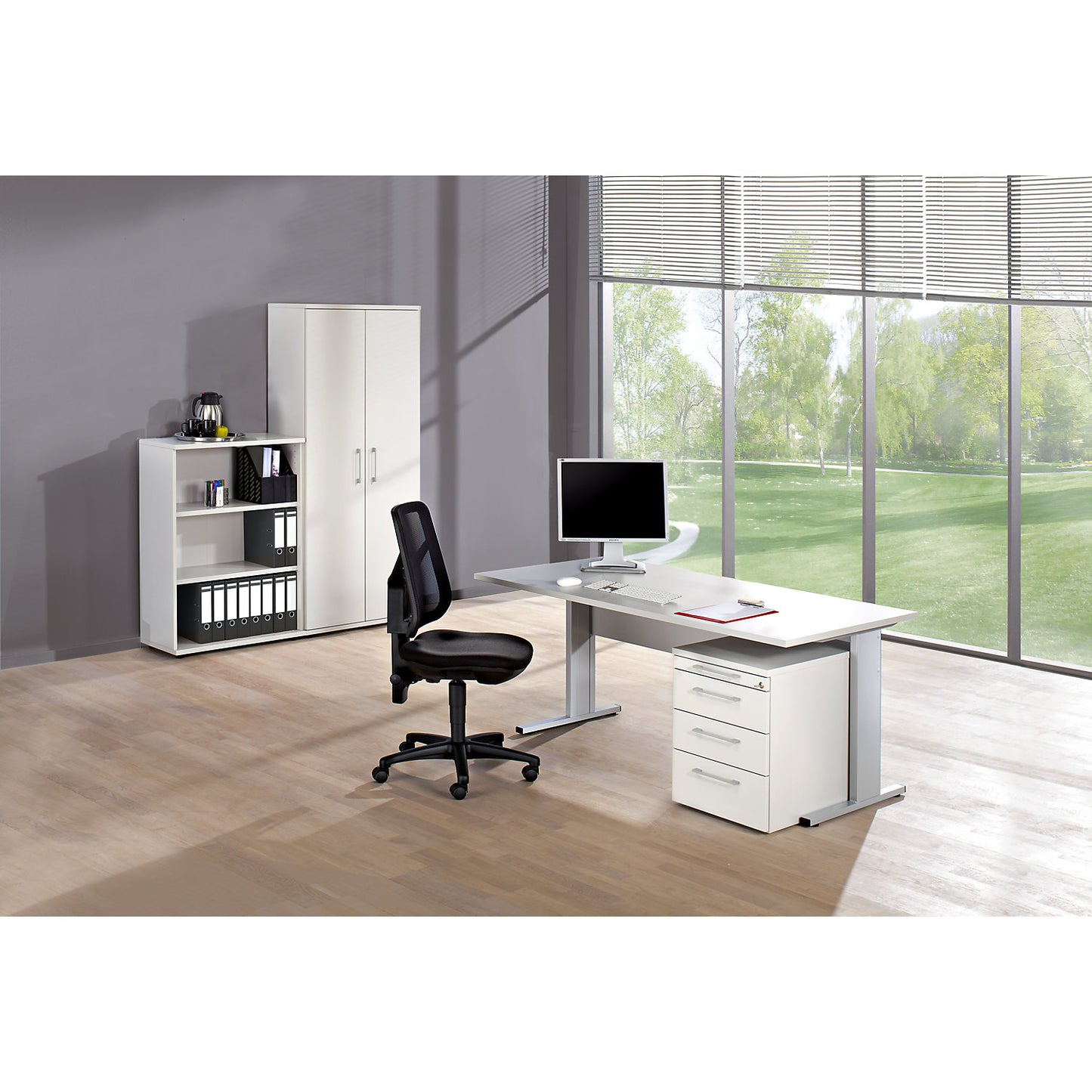 PETRA - Shelf unit, HxWxD 1115 x 800 x 362 mm, light grey.