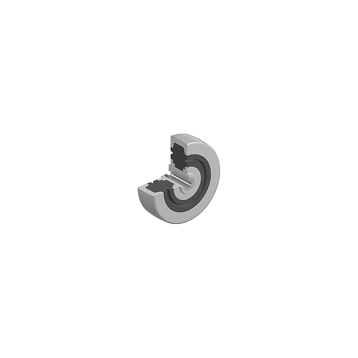 Nylon wheel, grey, wheel Ø x width 100 x 36 mm, swivel castor with double stop.