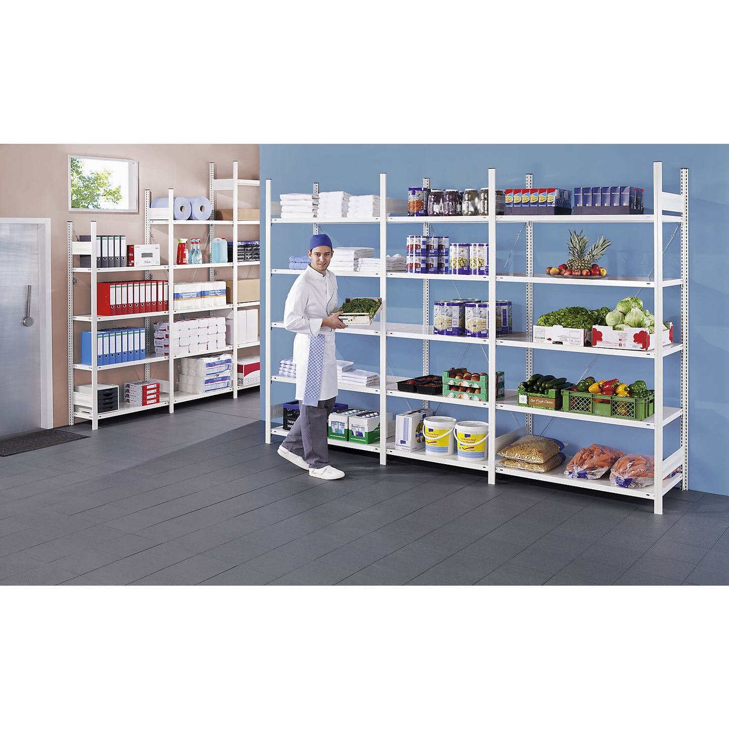 Hygienic boltless shelving unit, shelf unit height 2000 mm, 4 shelves, WxD 975 x 685 mm, extension shelf unit.