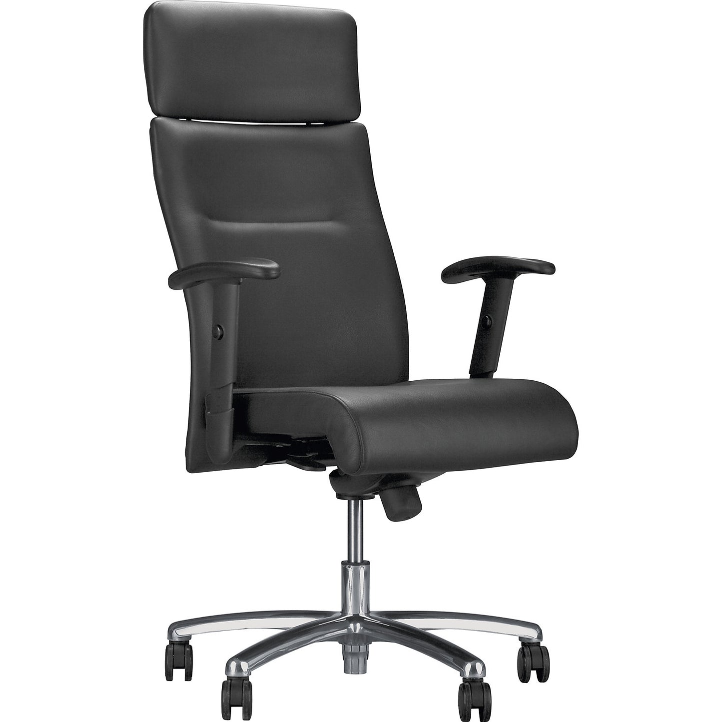 Swivel armchair, black, leather.