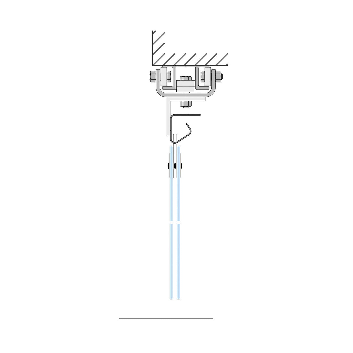 Sliding mechanism, per metre, for ceiling mounting, extra cost.