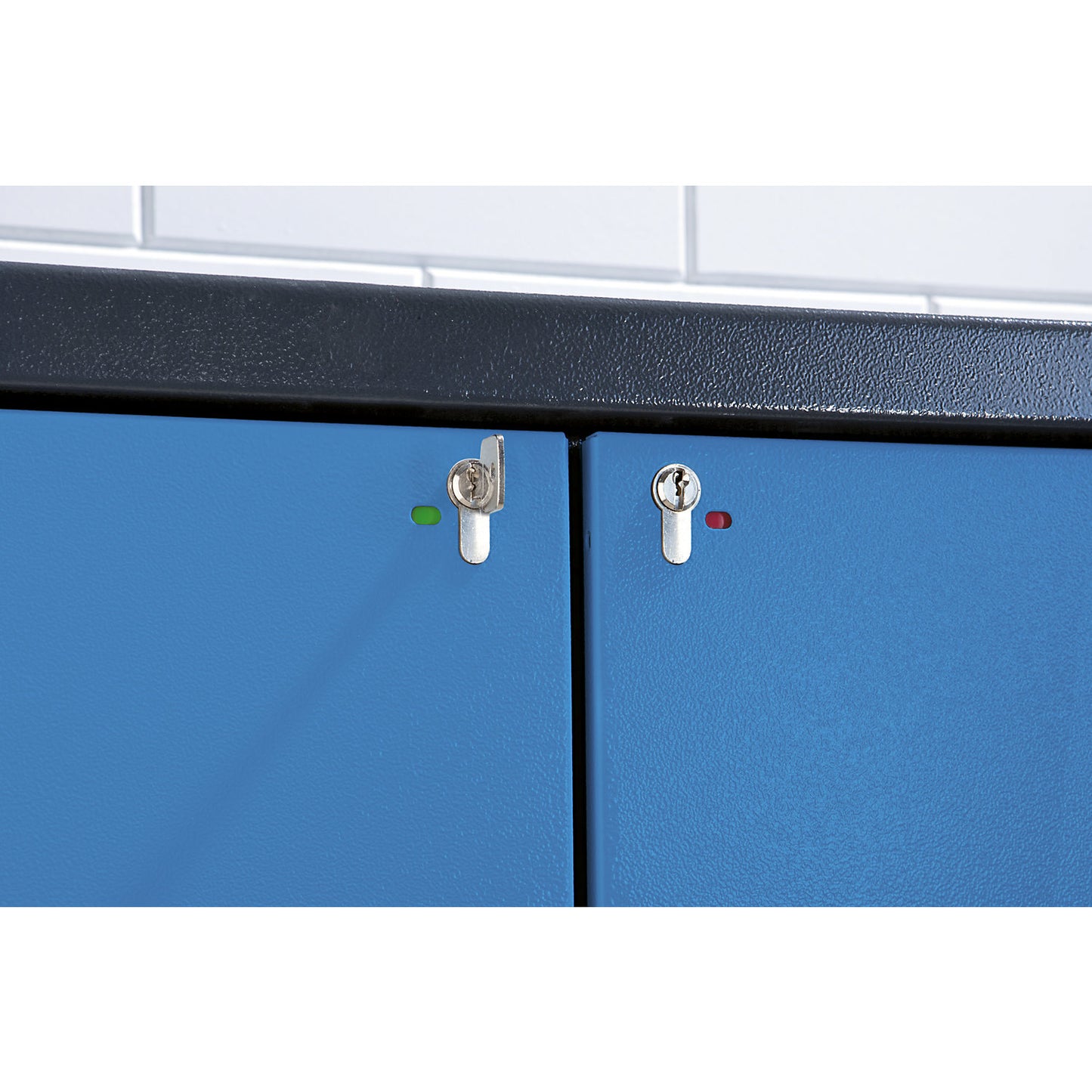 Fire resistant hazardous goods storage cupboard type 90, 2 doors, 3 shelves, light blue doors.
