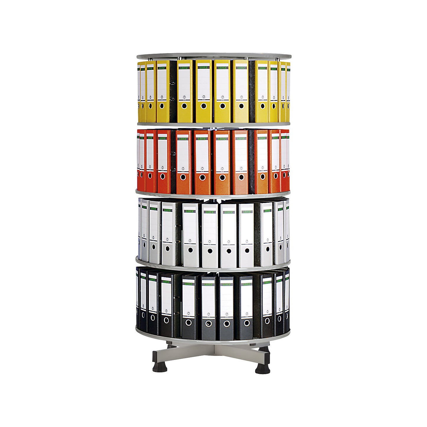 Rotary filing system, Ø 1000 mm, 4 shelves, light grey.