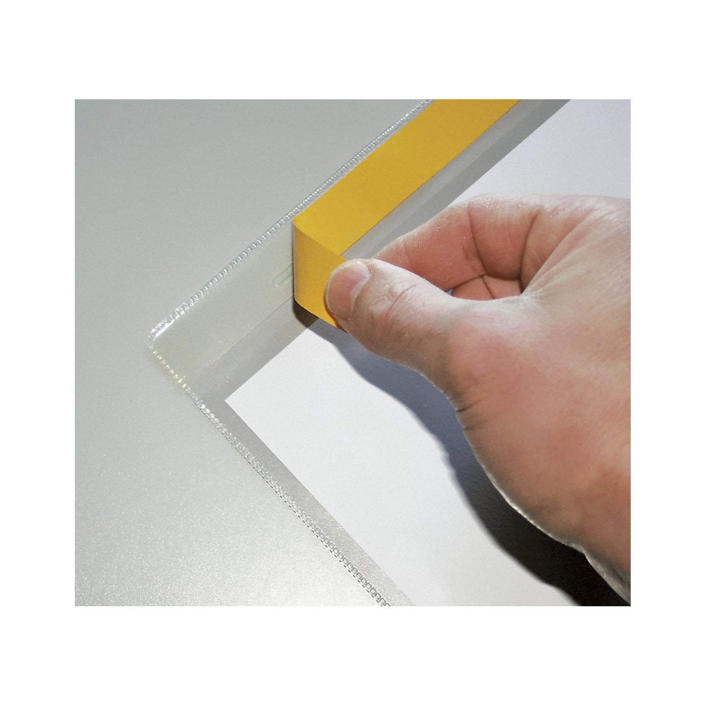 Document sleeve, self-adhesive, for A4, landscape format, long side open, pack of 50.