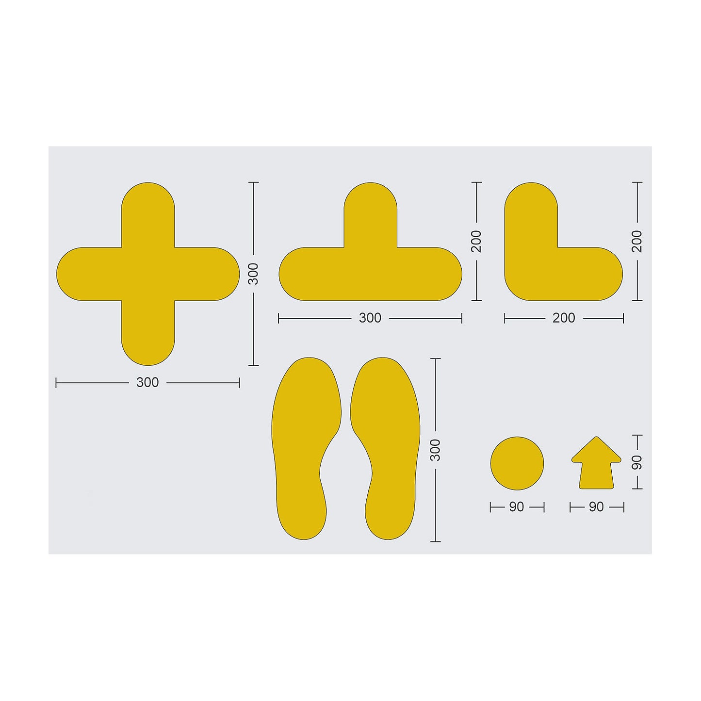 PVC floor marker, cross, pack of 50, LxW 300 x 300 mm.
