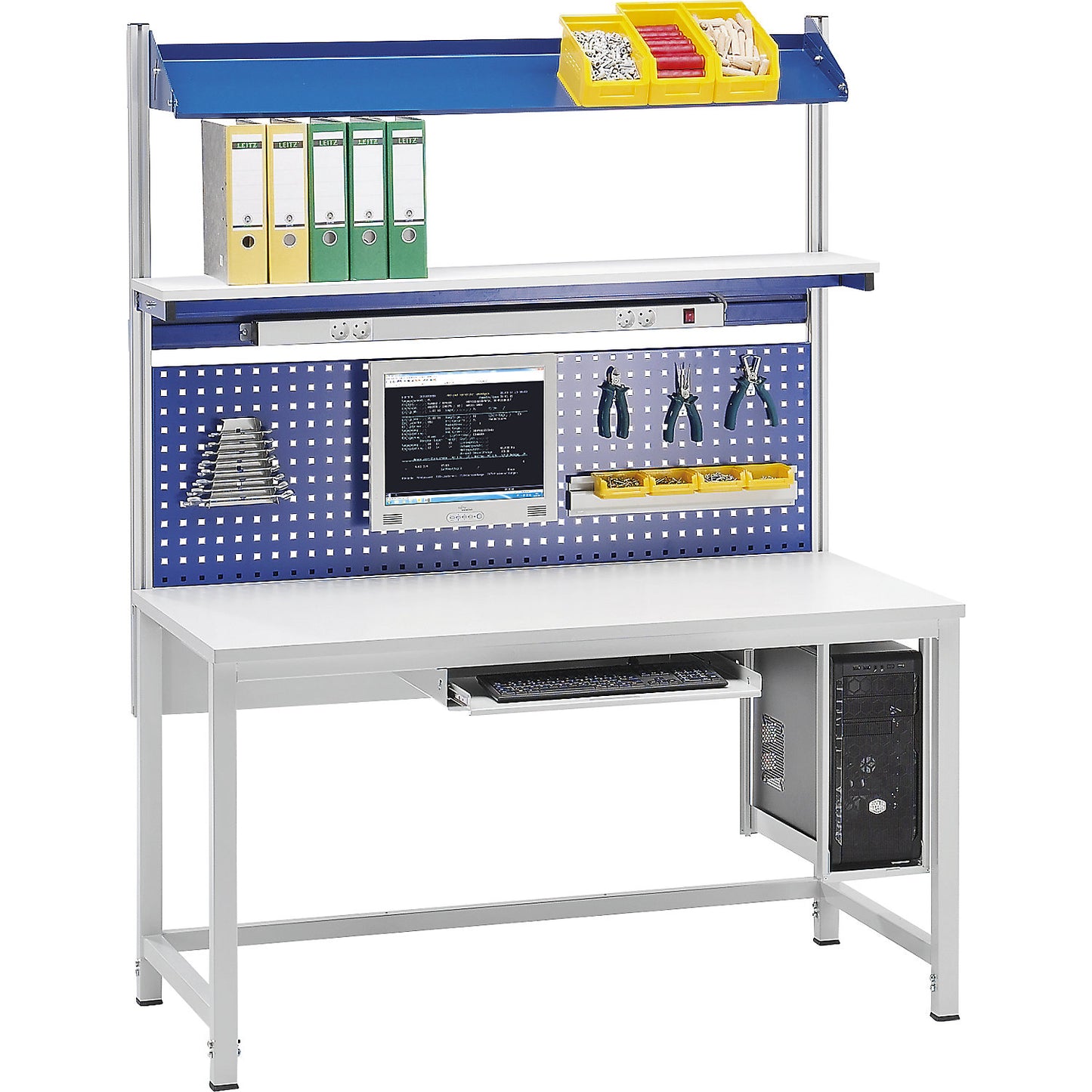 Work table for Series 900 workstation system, height 825 - 1025 mm, solid beech worktop, width 2000 mm.