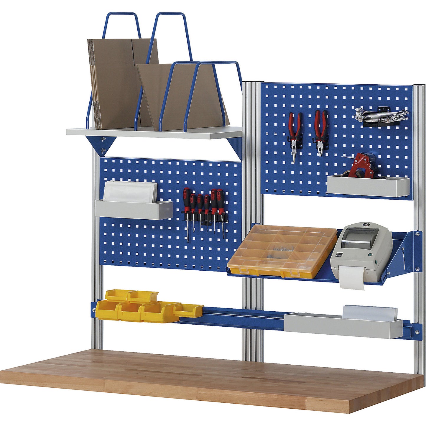 System upright set, 4 system uprights, for work table width 1500 mm.