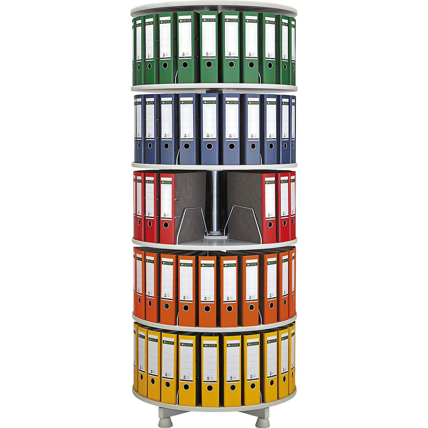 Rotary filing system, shelf Ø 800 mm, 4 shelves, light grey.