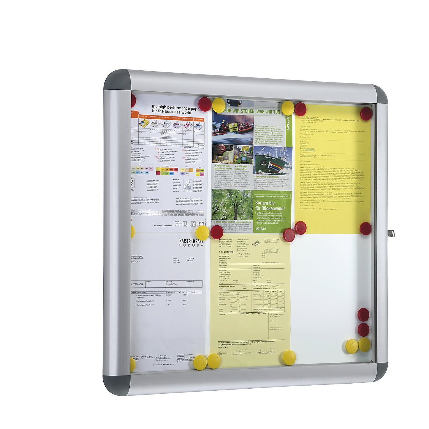 RONDO display case, external height 700 mm, capacity 6 x A4.