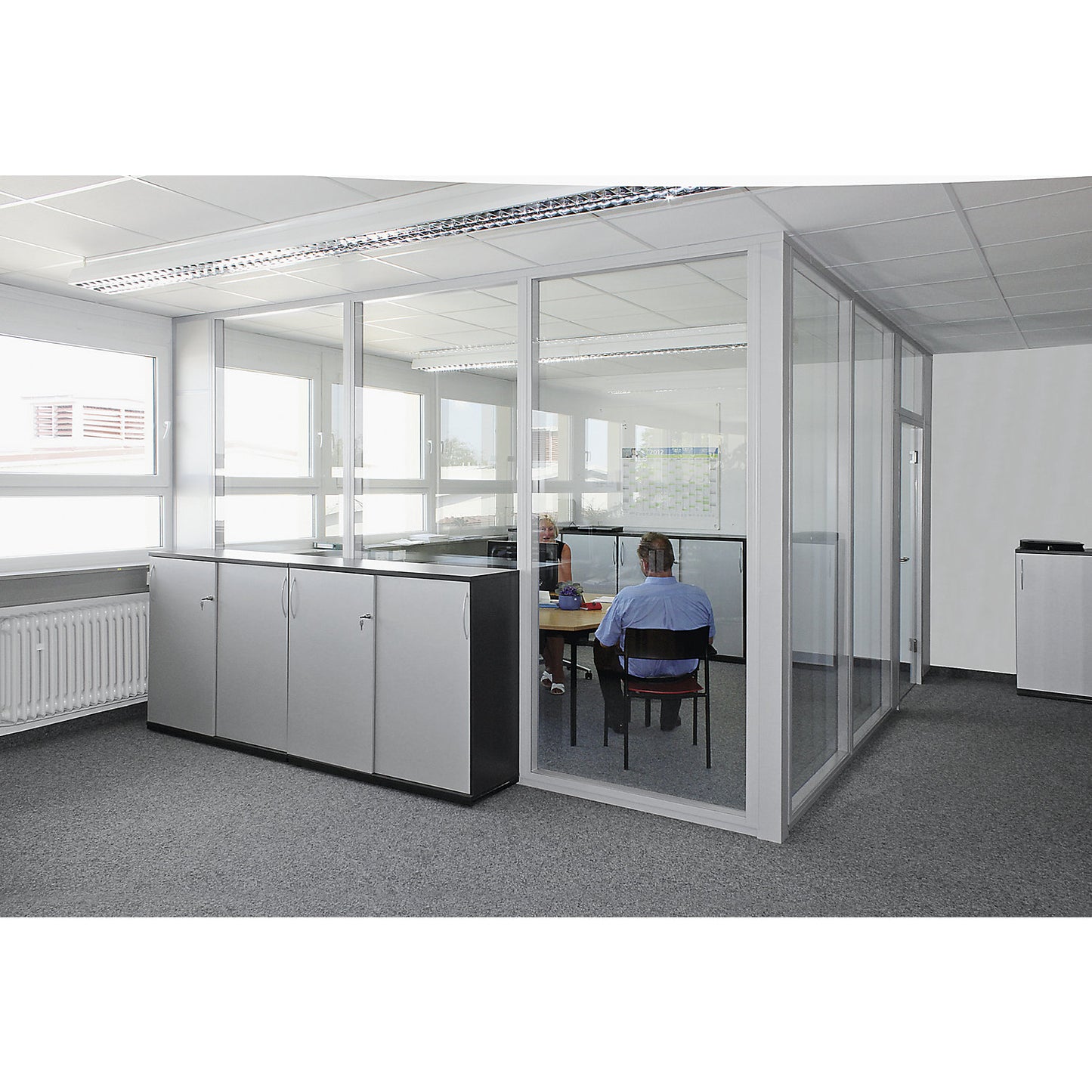 Modular partition, door module, with single door, without glass window.