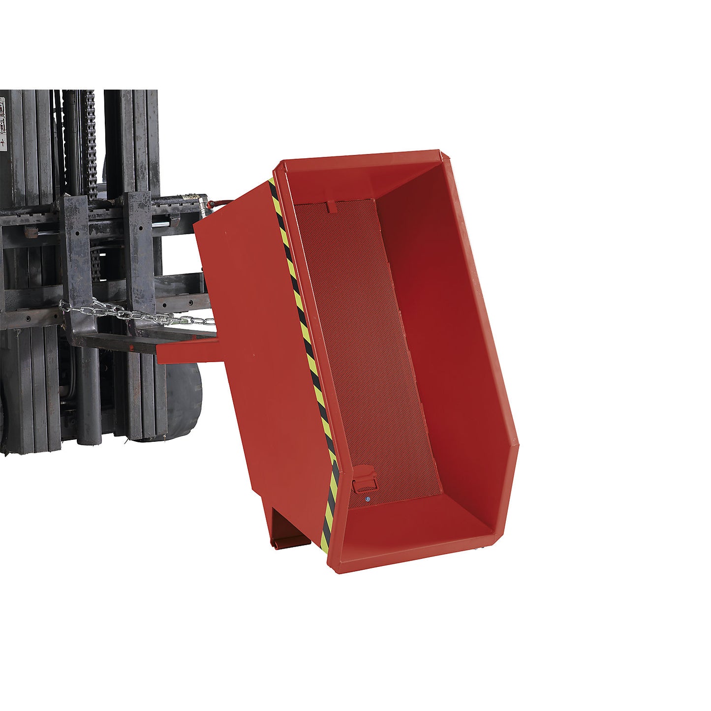 Tilting skip for shavings, low overall height (E), capacity 0.75 m³, flame red.