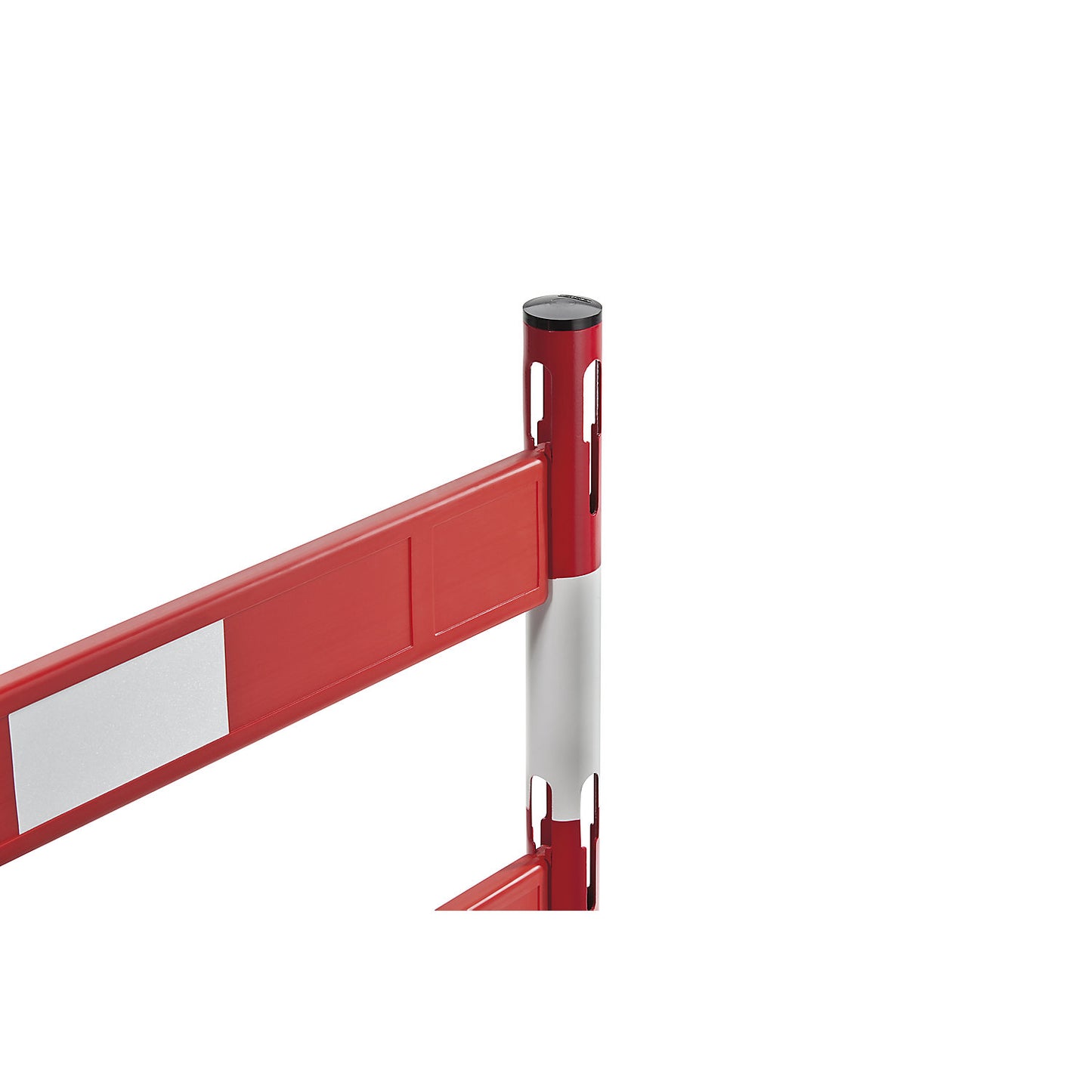 Barrier post set with rails, 6 posts, 10 rails, red / white.