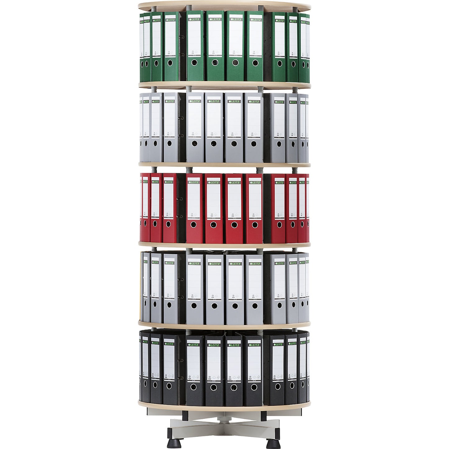 Rotary filing system, Ø 800 mm, 6 shelves, beech finish.